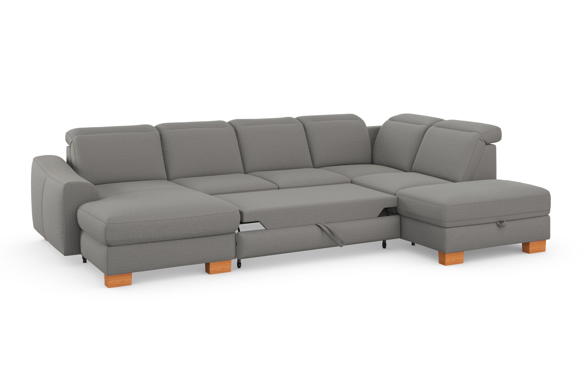 sit&more Wohnlandschaft »Dundee U-Form«, mit Federkern und Massivholzfüßen, wahlweise mit Kopfteilverstellung