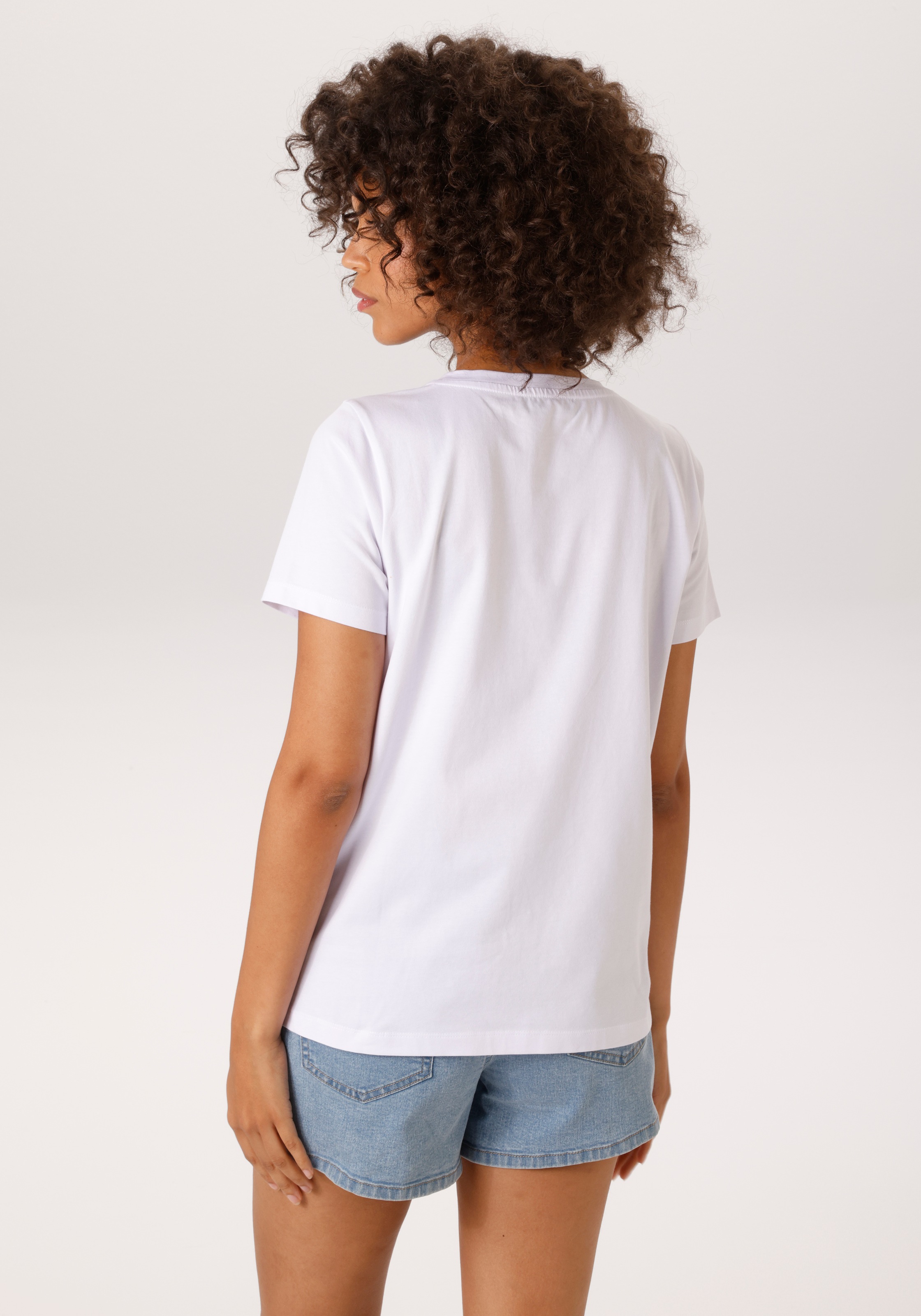 Aniston CASUAL T-Shirt mit Glitzersteinchen verzierter Ananas-Applikation - günstig online kaufen