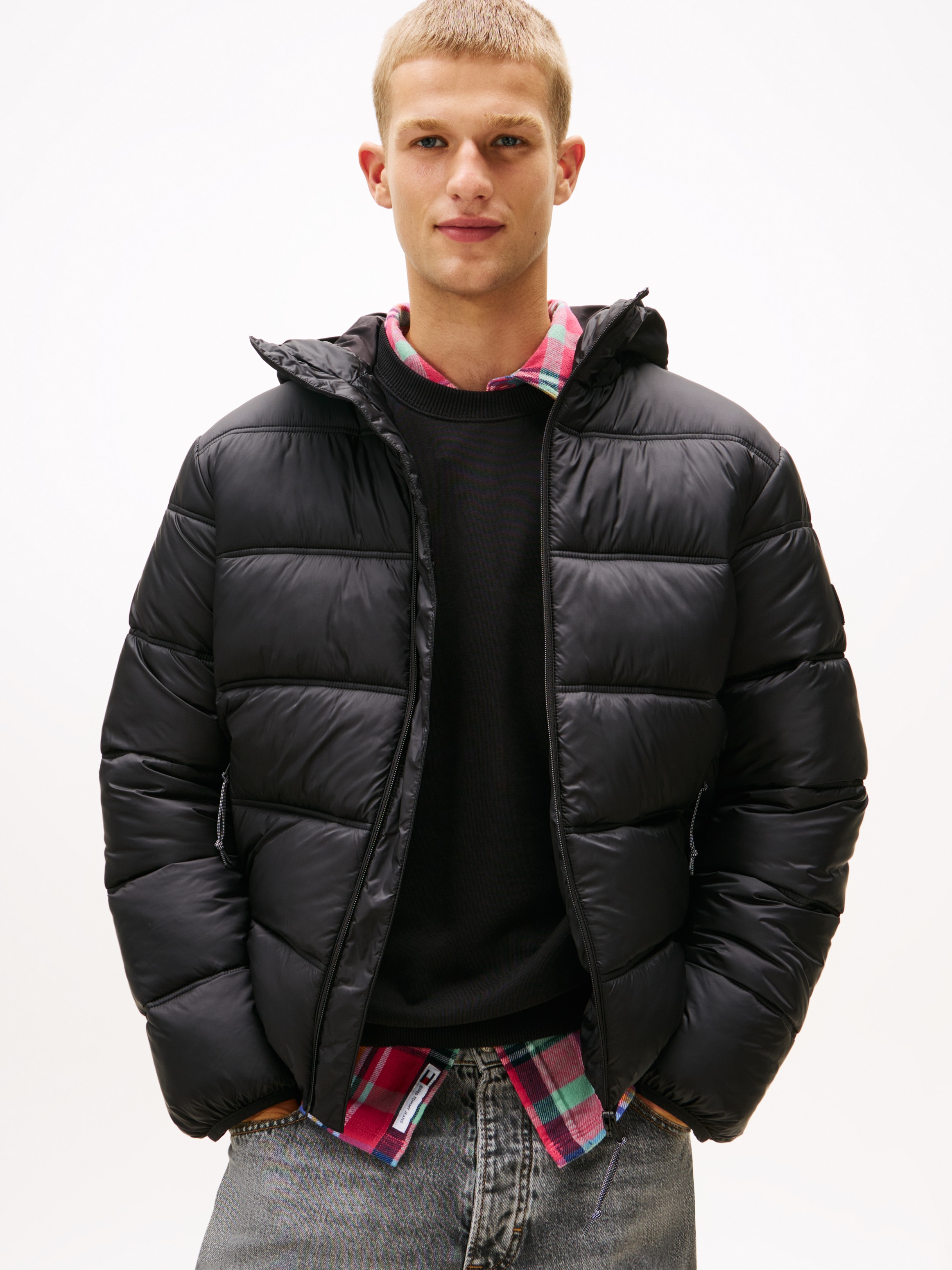 Tommy Jeans Steppjacke "HOODED LOGO PUFFER", mit Kapuze, Daunenjacke, Überg günstig online kaufen