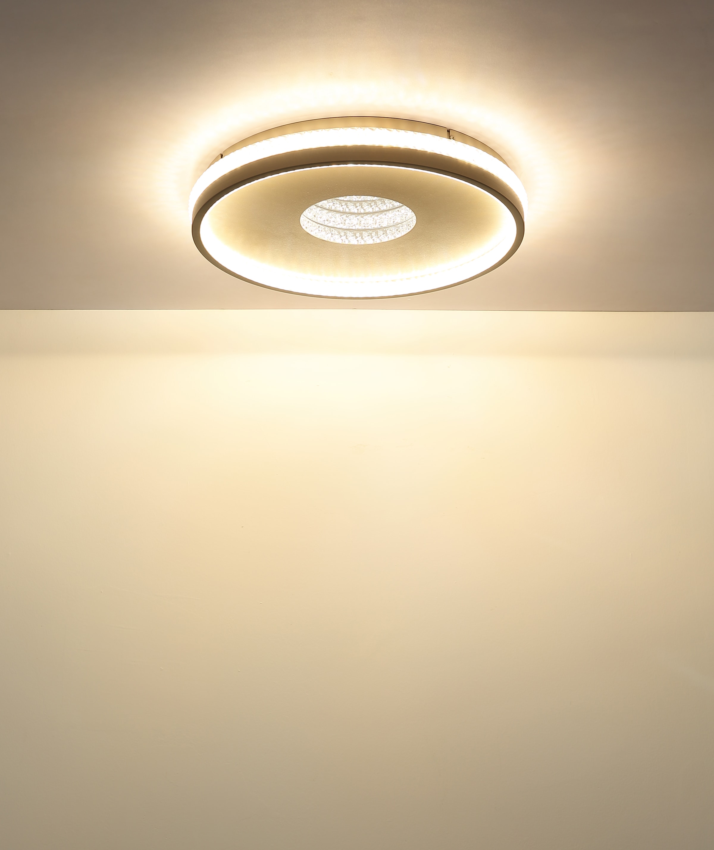 GLOBO LIGHTING Deckenleuchte »SHIRLEY« LED-Modul 1 Stk. Deckenleuchte Sand, LED dimmbar, 3D-Kristalle, Fernbedienung