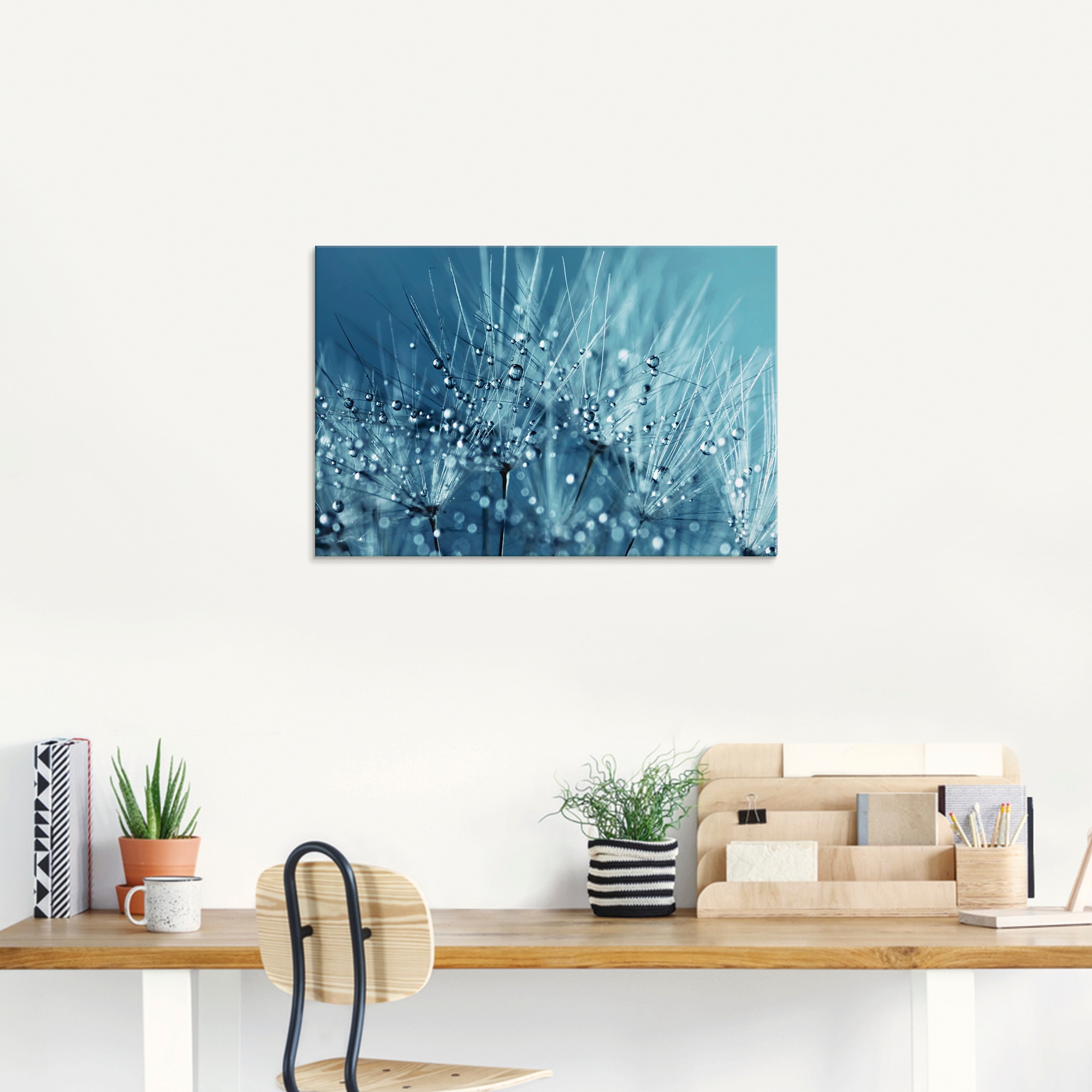Artland Glasbild »Blaue glitzernde Pusteblume«, Blumen, (1 St.), in verschiedenen Größen