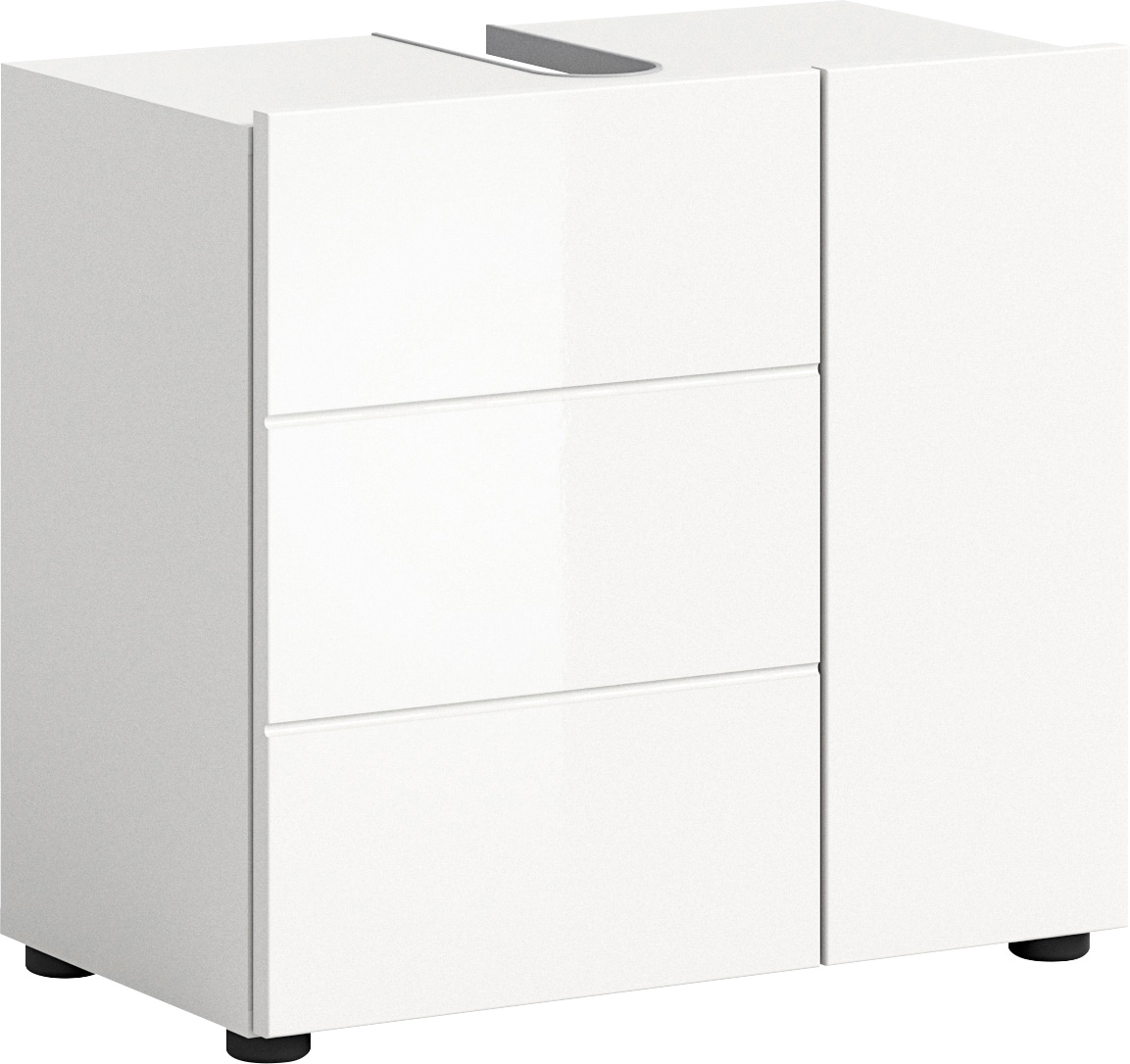 welltime Waschbeckenunterschrank »BIEL, TOPSELLER!, Breite 60 cm, 1 Tür, 2 Fächer, mit Siphonausschnitt«, (1 St.), Badmöbel, Badschrank, Schrank, Unterschrank, Bad, Badezimmer