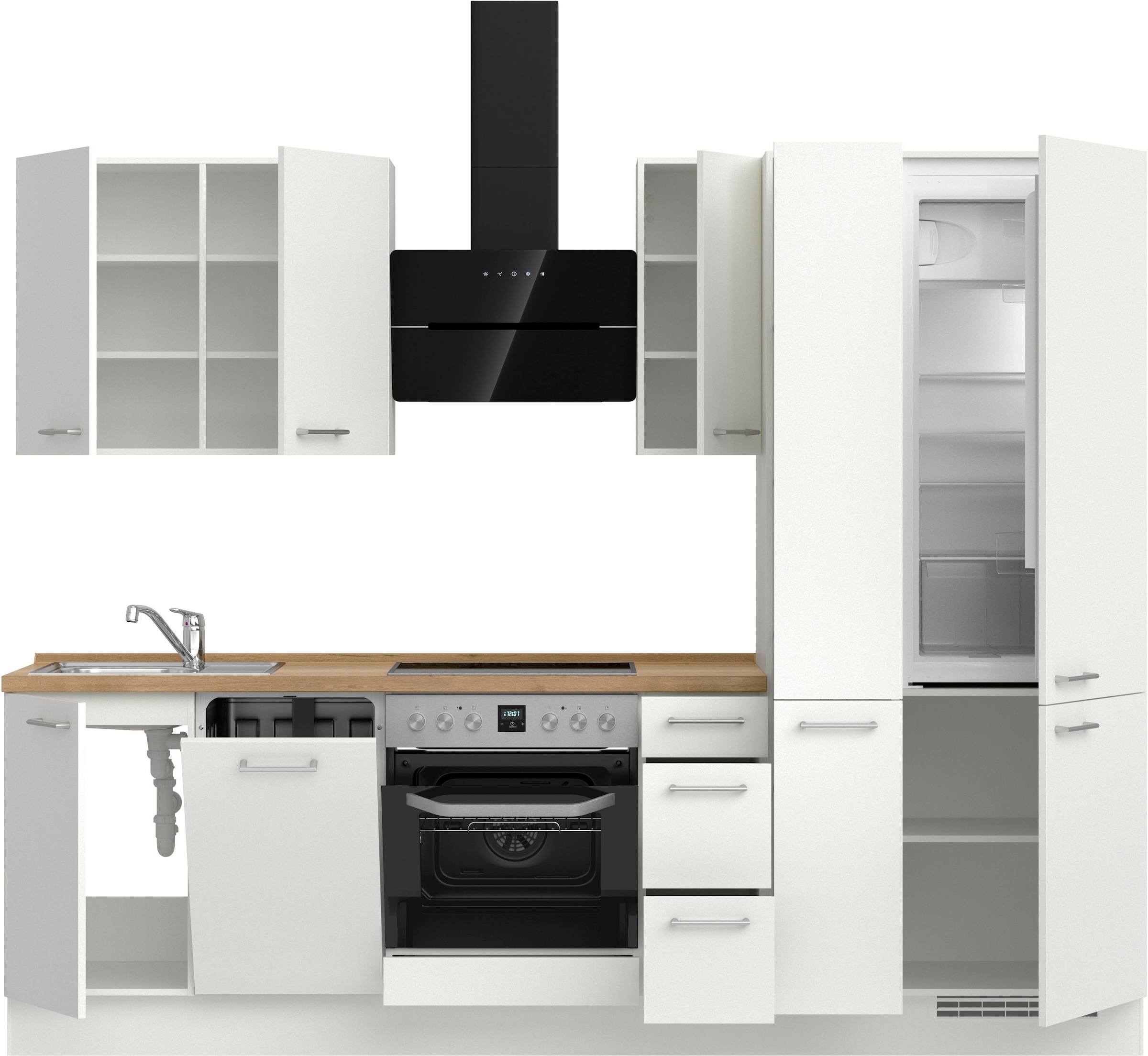 nobilia® Küchenzeile »"Laser II"«, vormontiert, Ausrichtung wählbar, Breite 270 cm, wahlw. mit E-Geräten