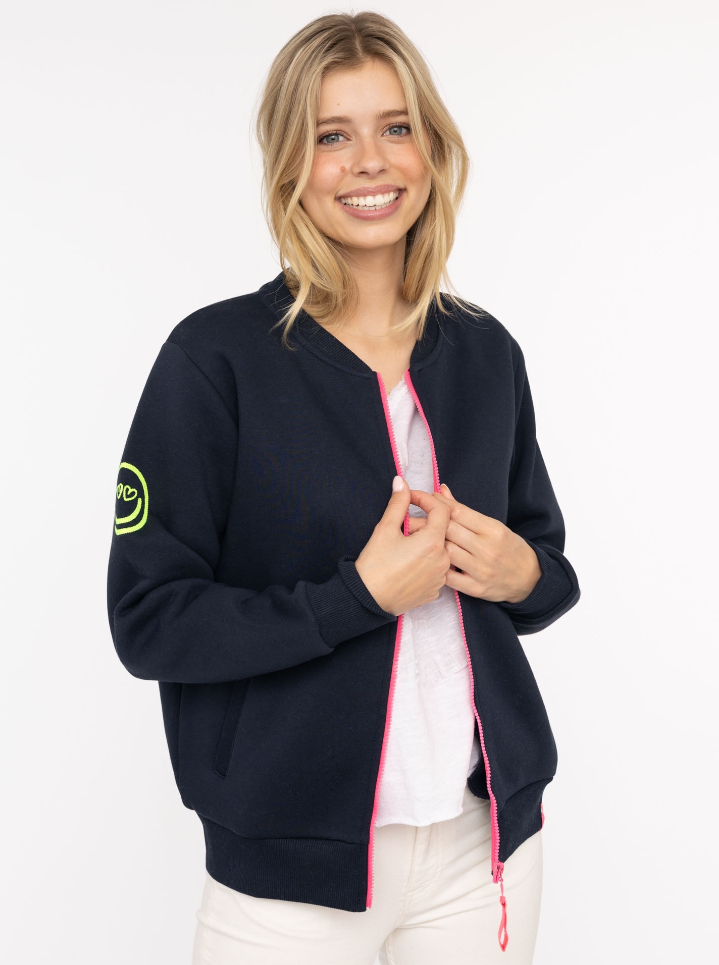 Zwillingsherz Sweatjacke ""Smile Regenbogen"" mit Reißverschluss, Rippbündc günstig online kaufen