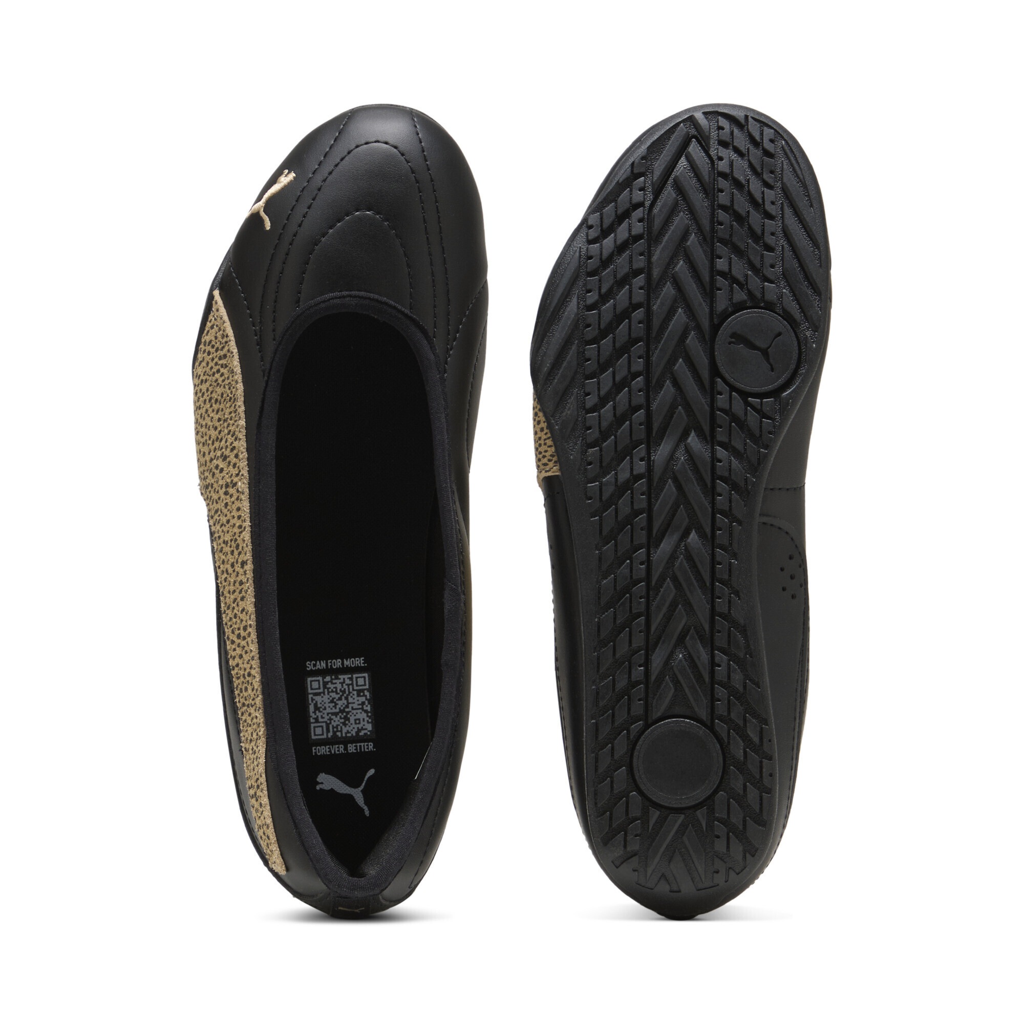 Ballerina PUMA "PUMA Catch Soleil Topcat Ballerina Sneakers Damen", Damen, Gr. 37, schwarz toasted almond gold beige, Obermaterial: Synthetik, Kuhleder, Textil; Futter: Textil; Innensohle: Textil; Laufsohle: Gummi, Schuhe Ballerina 6