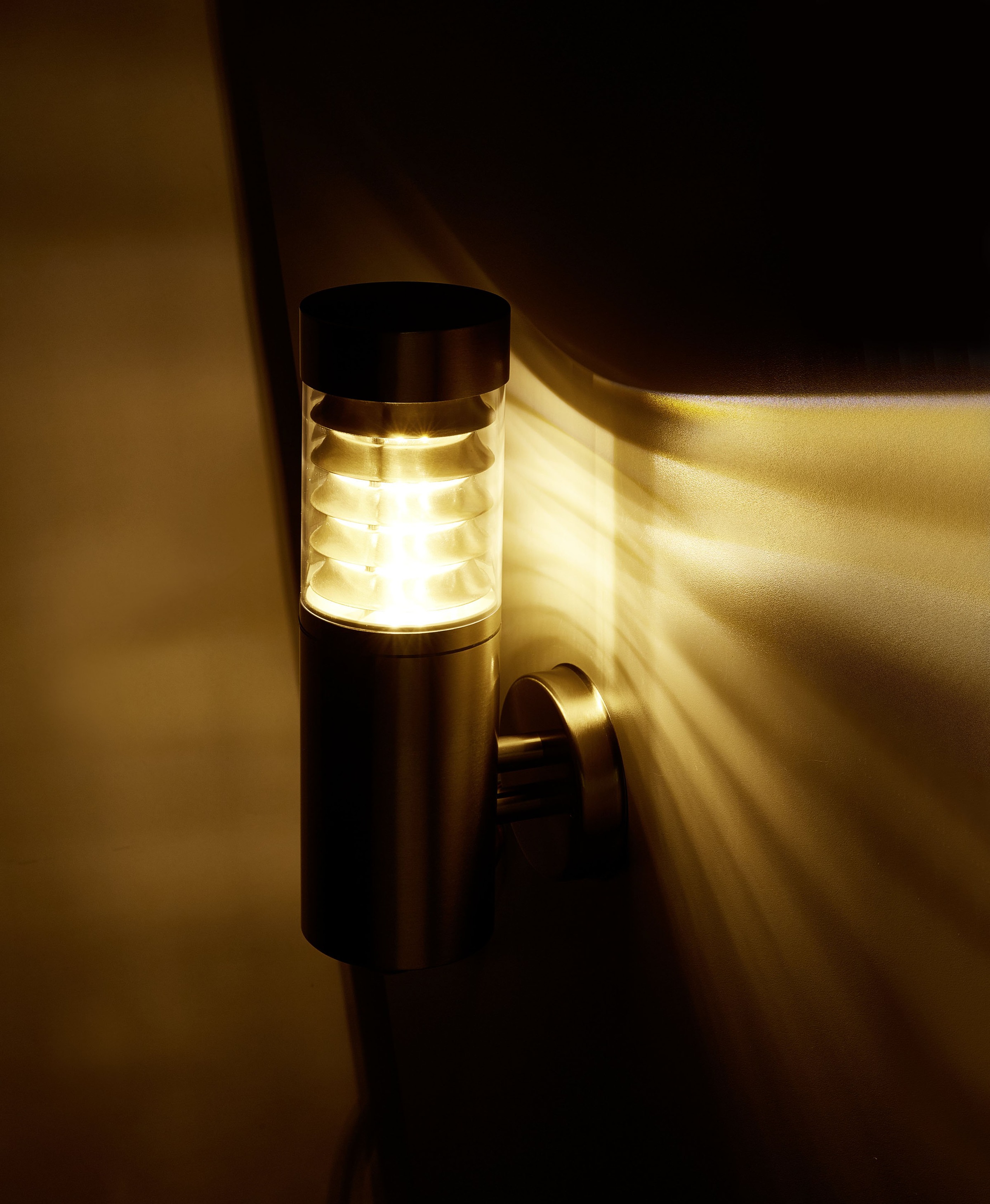 | Edelstahl Wandlampe, 1 »Saturn«, BAUR flammig-flammig, klarer aus Außenlampe, 360°-Lichtaustritt, Außen-Wandleuchte bestellen HEITRONIC