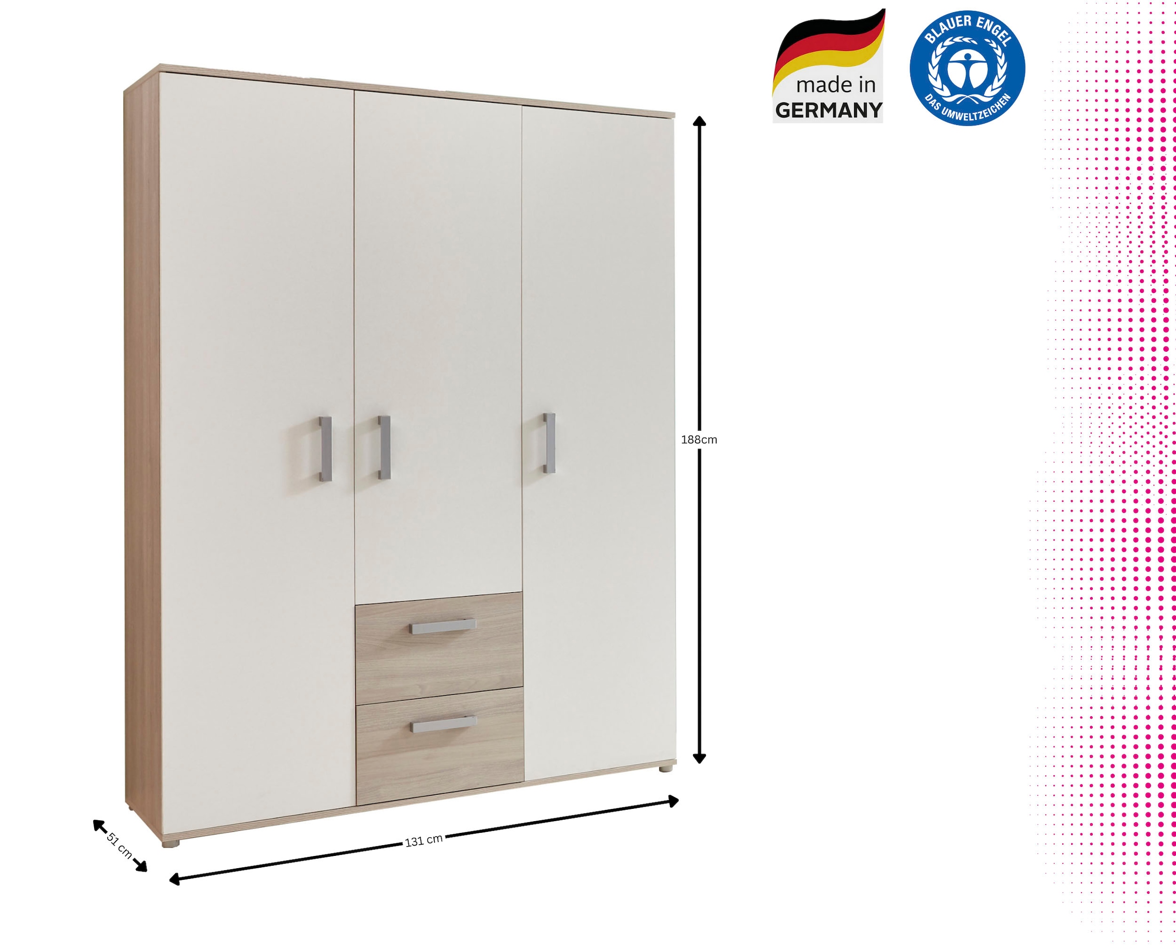 Home affaire Babyzimmer-Komplettset »Geert« Set, Kinderbett, Regal, Schrank, Wickelkommode, 4 Stk. tlg. Made in Germany; mit Kinderbett, Regal, Schrank und Wickelkommode