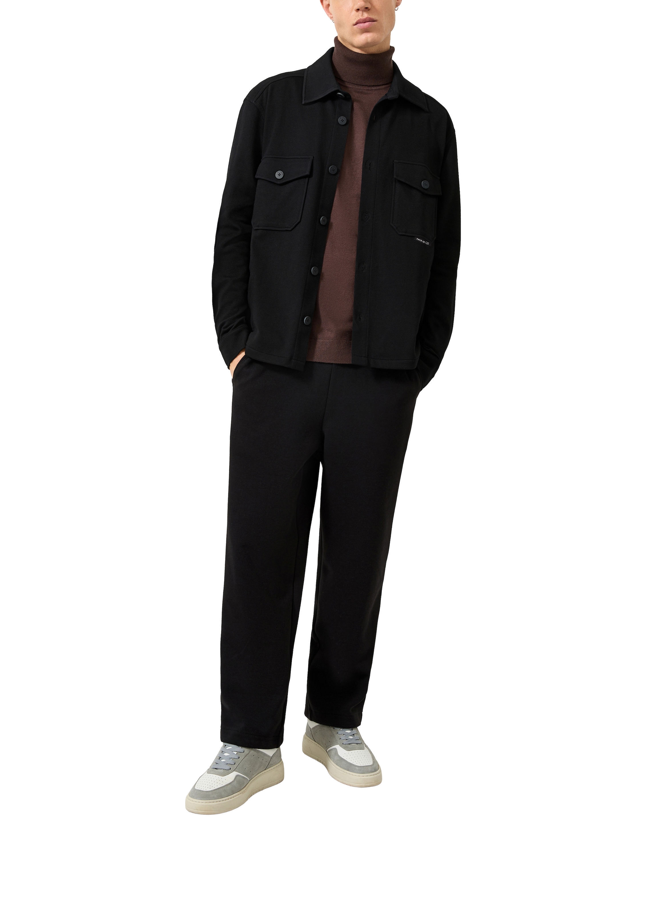 QS Langarmhemd Overshirt mit Knopfleiste und Brusttaschen / Stretch