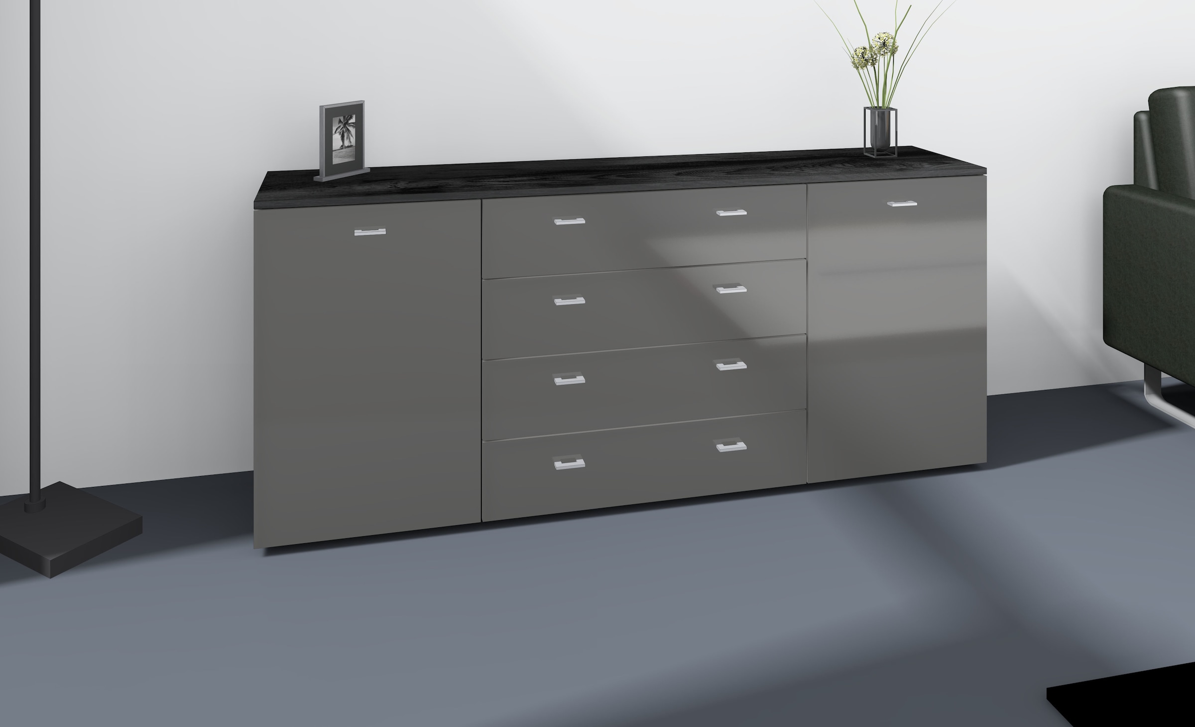 borchardt Möbel Sideboard "Scala, Breite 166 cm,", höhenverstellbare Einlegeböden, kleine Griffe