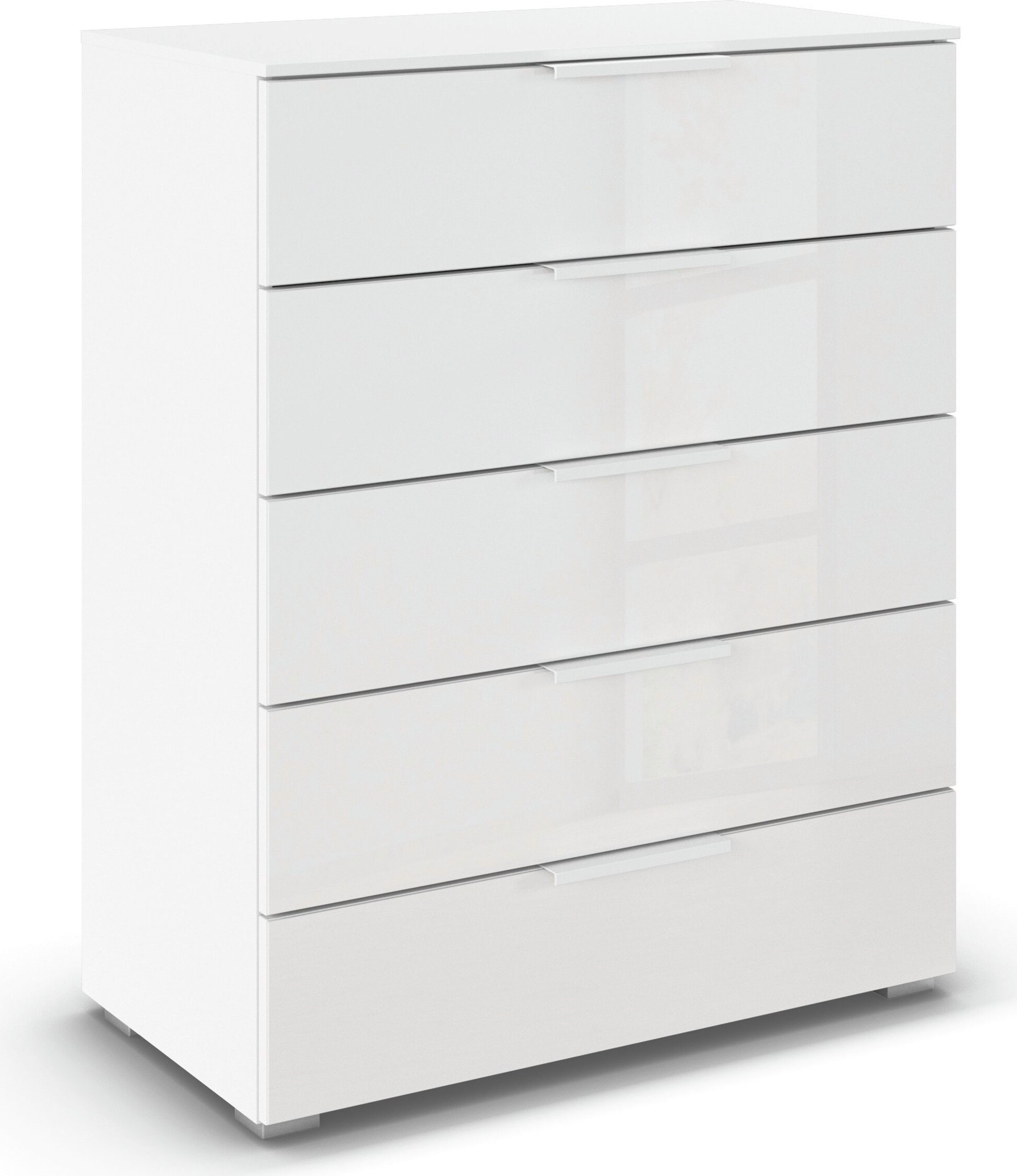 rauch Schubkastenkommode "Highboard Sideboard Kommode MONTCLAR Frontauswahl Dekor/Hochglanz/Glas" in 2 Breiten: 40 oder 80 cm / Höhe 100 cm, inkl. Soft-Close-Funktion, mit 5 geräumigen Schubladen, viele Griffvarianten MADE IN GERMANY