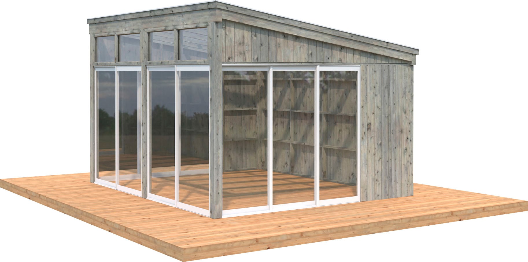 Palmako Holzpavillon "Nova", mit Doppelstegplatten, BxT: 432x376 cm, grau