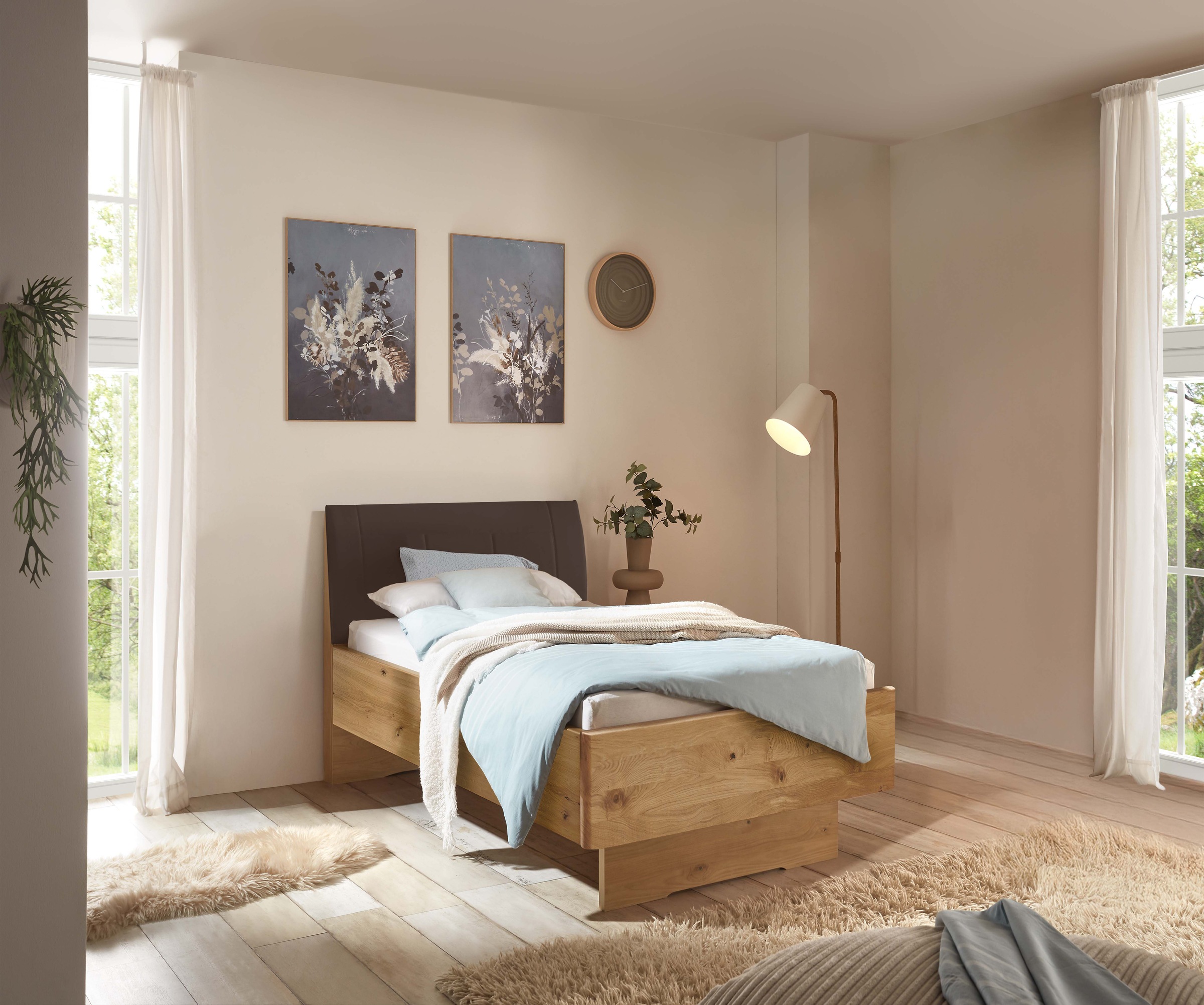 WIEMANN Holzbett "Cardiff, Bettgestell, Bettrahmen, teilmassiv, mit Polster günstig online kaufen