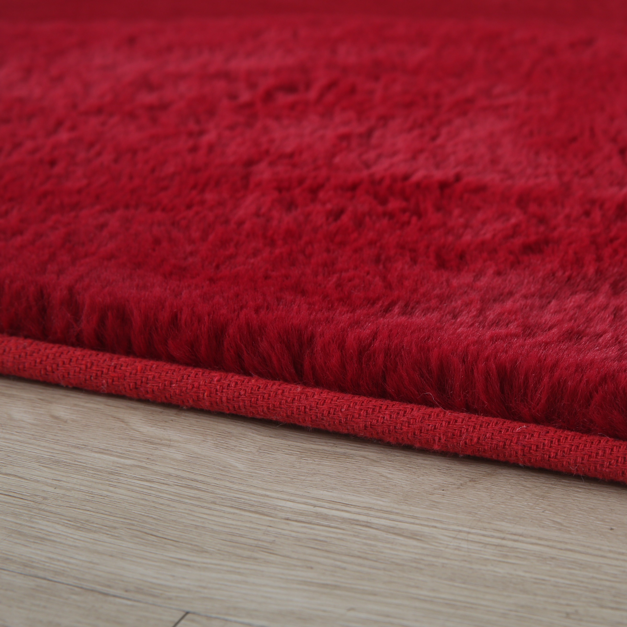 Hochflor-Teppich AYYILDIZ TEPPICHE "POUFFY 5100", rot, H:20mm Ø:160cm, Polyester, Teppiche, Läufer, weicher glatter Softflor, Kaninchen Fell Haptik, waschbar 2