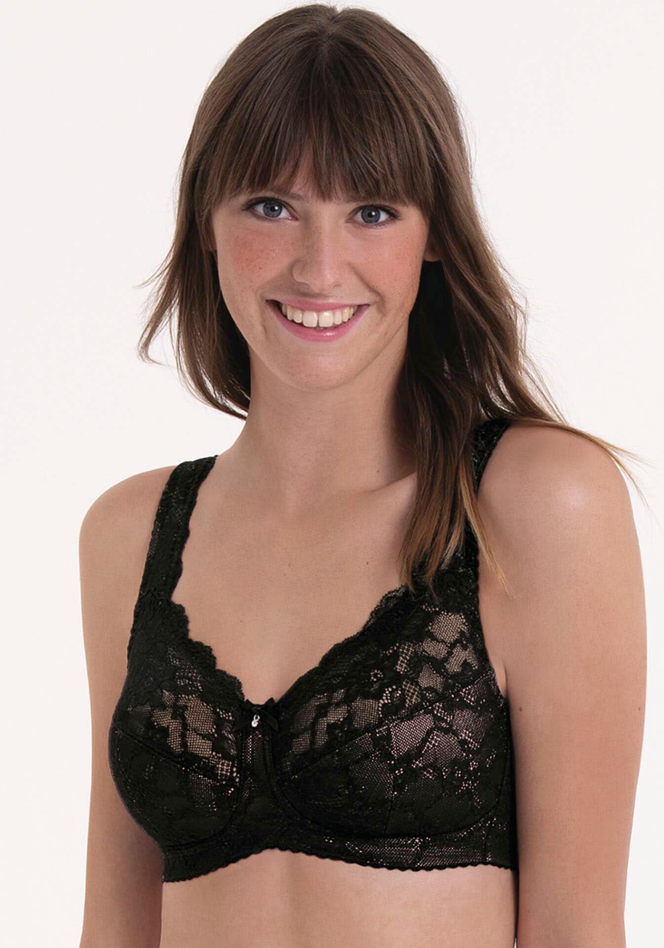 ROSA FAIA Damen Bügelloser BH "Bobette", Gr. 95, schwarz, Obermaterial: 92% Polyamid, 8% sonstige Fasern, unifarben, BHs, ohne Bügel, mit Spitze,