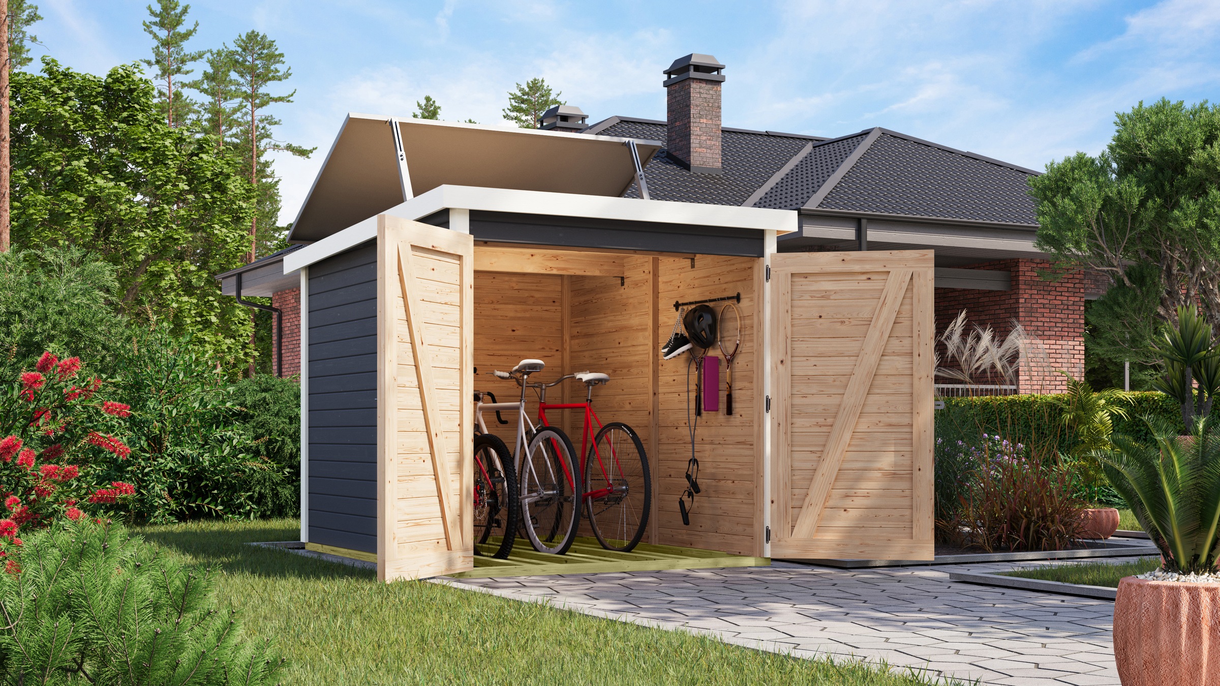 Karibu Fahrradbox "Fahrradgarage 3 Solar" in verschiedenen Farben, mit Sola günstig online kaufen