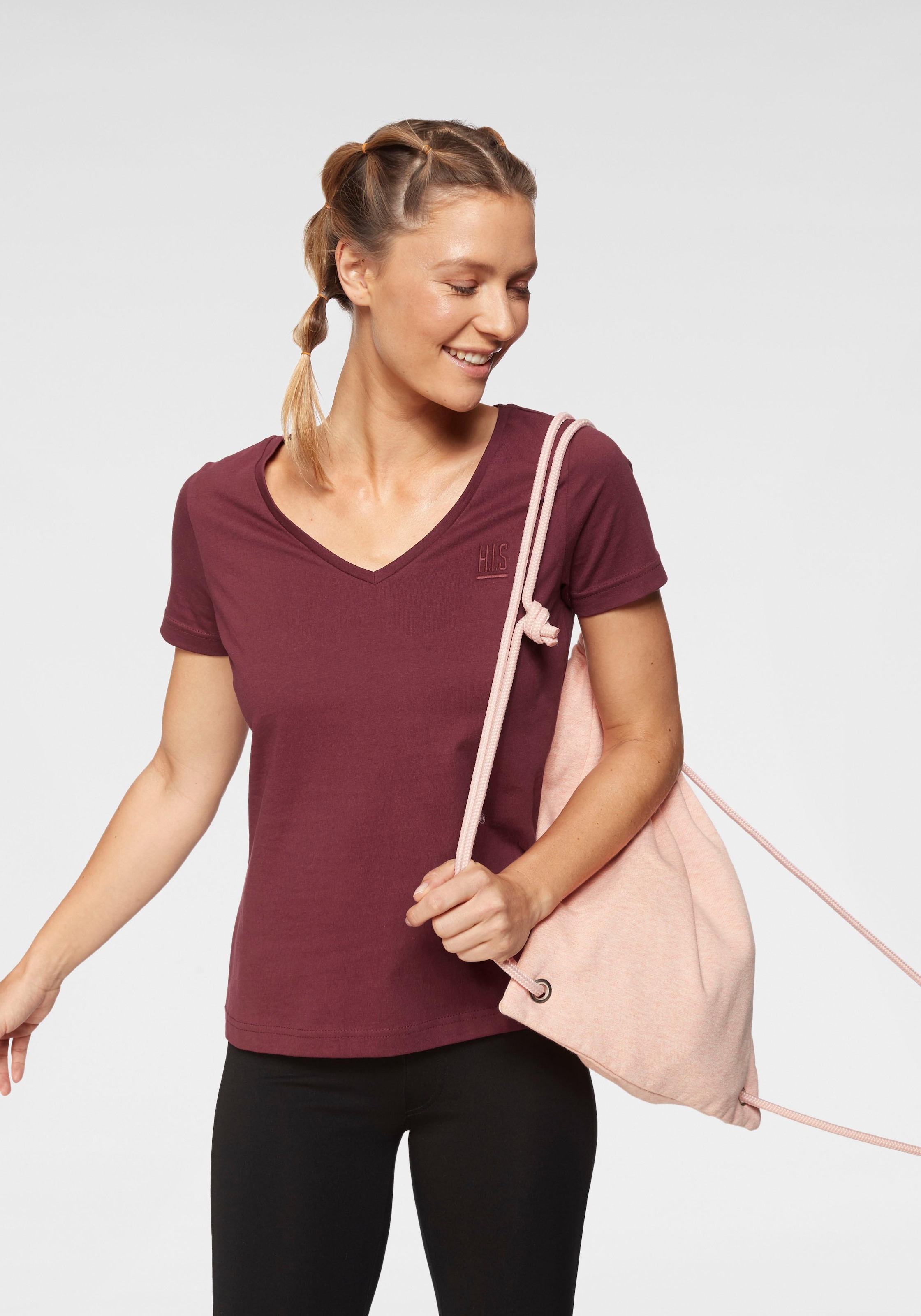 H.I.S T-Shirt »Essential-Basics«, (Spar-Set, 3er-Pack), hüftlange Passform, figurumspielender Schnitt, aus 100% Baumwolle