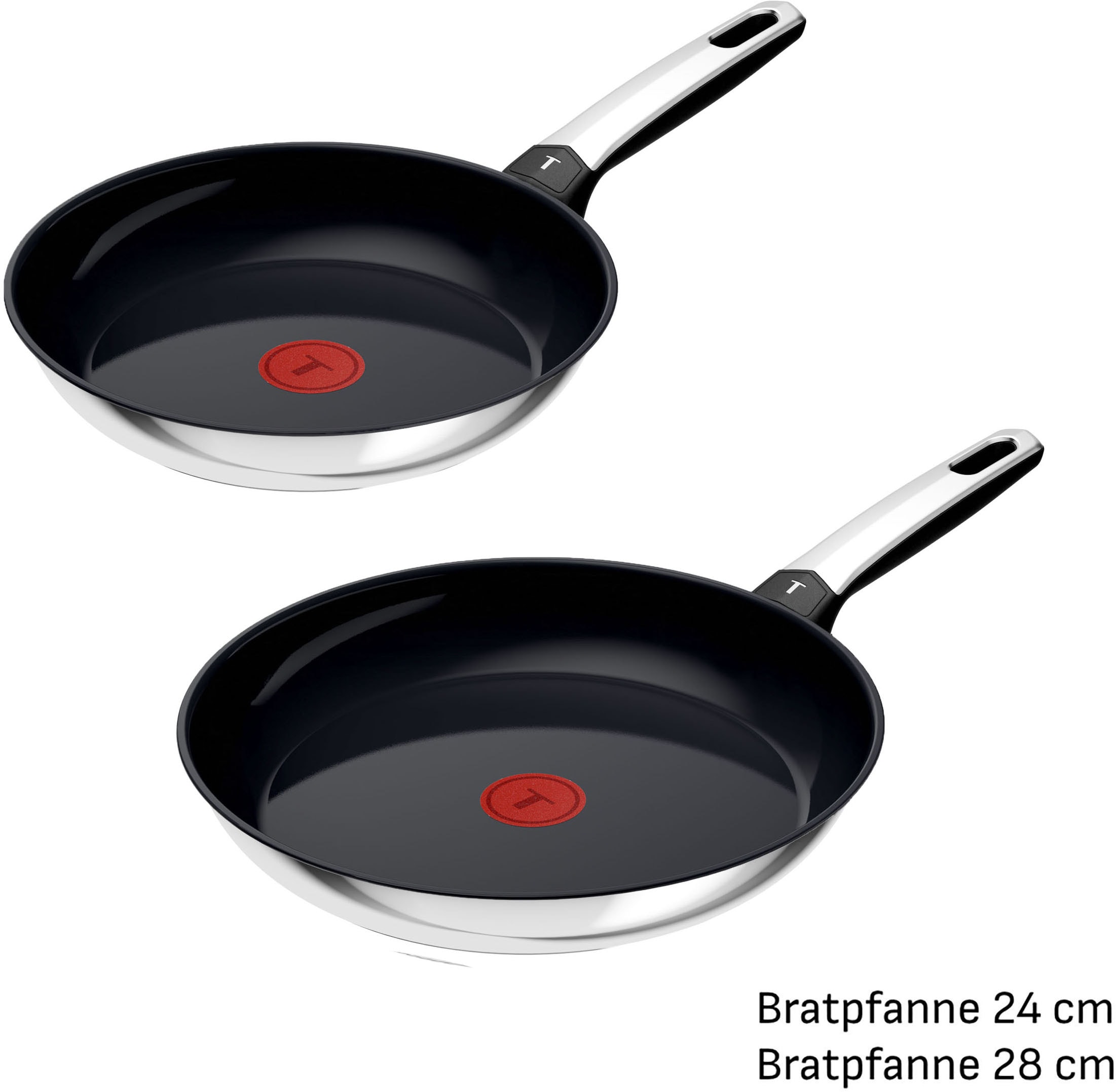 Tefal Pfannen-Set »Emotion+« Edelstahl Set, je 1 Pfanne 24/28 cm, 2 tlg. Premium Edelstahl, Induktion, spülmaschinenfest, hochglanzpoliert