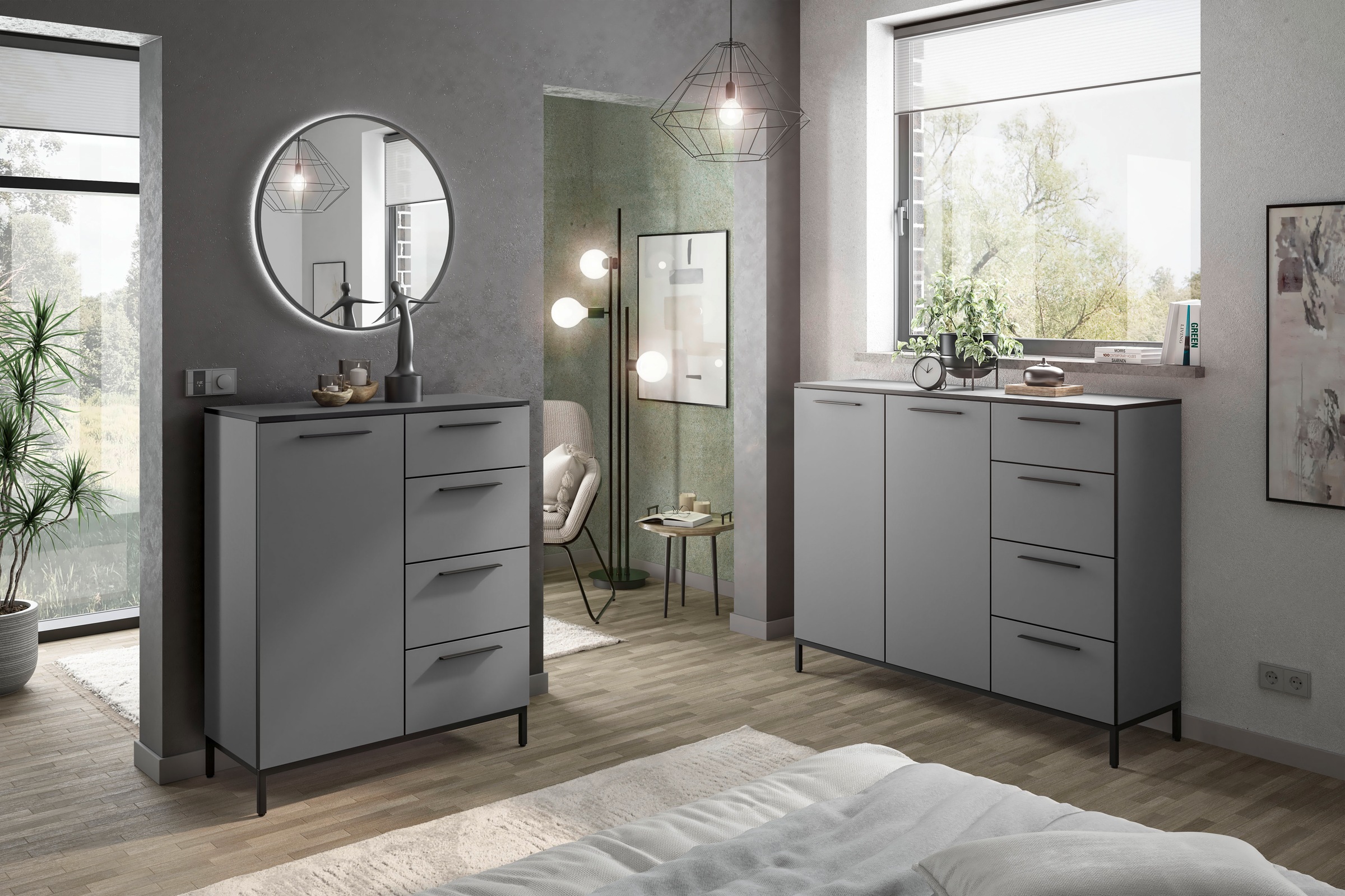 Manjana Möbel Kommode "Kommode mit Schwarz matten Metallgriffen in verschie günstig online kaufen