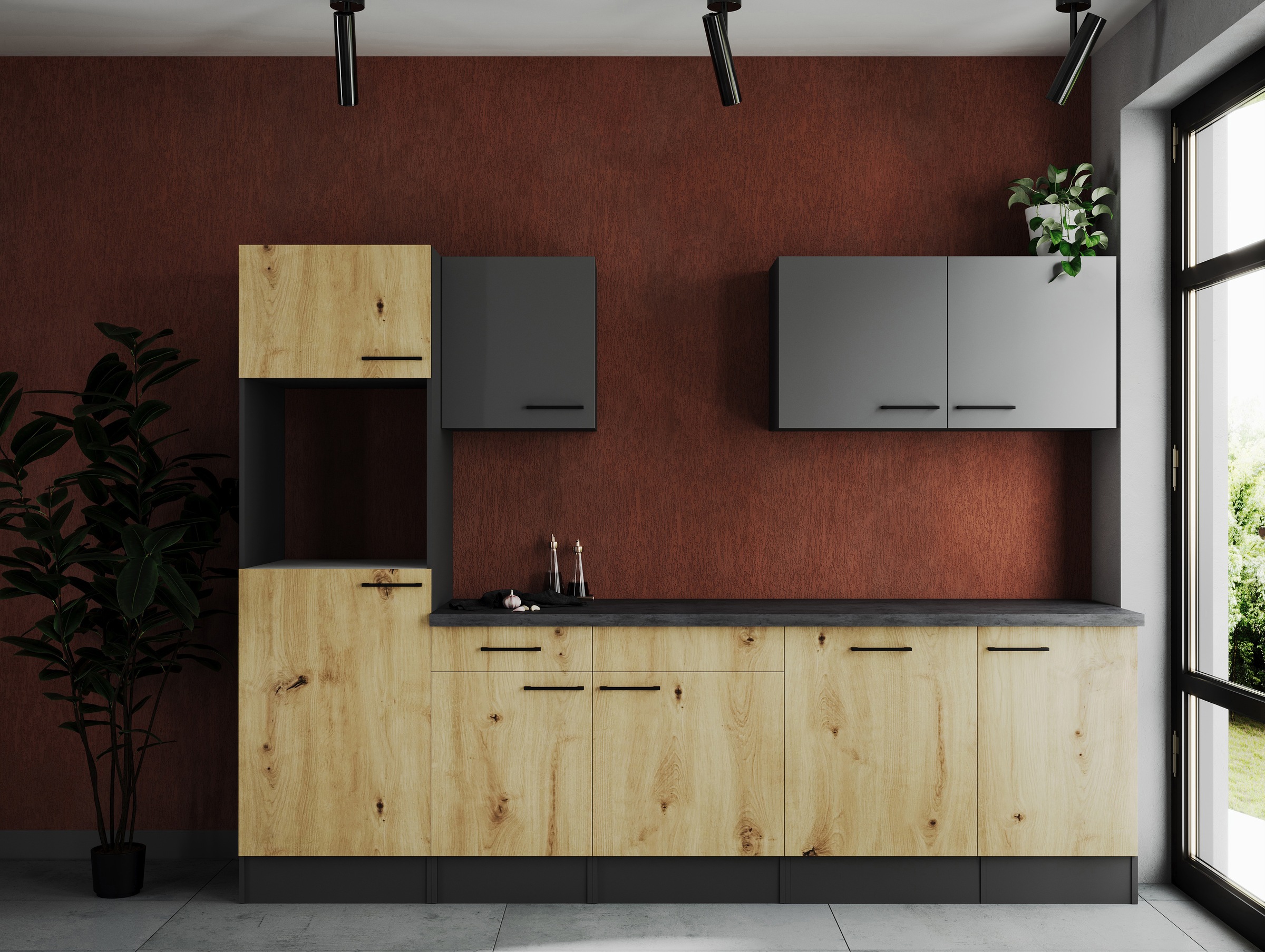 RESPEKTA Küchenzeile "Oliver" Breite 280 cm, 90 cm Arbeitshöhe, in exklusiv günstig online kaufen