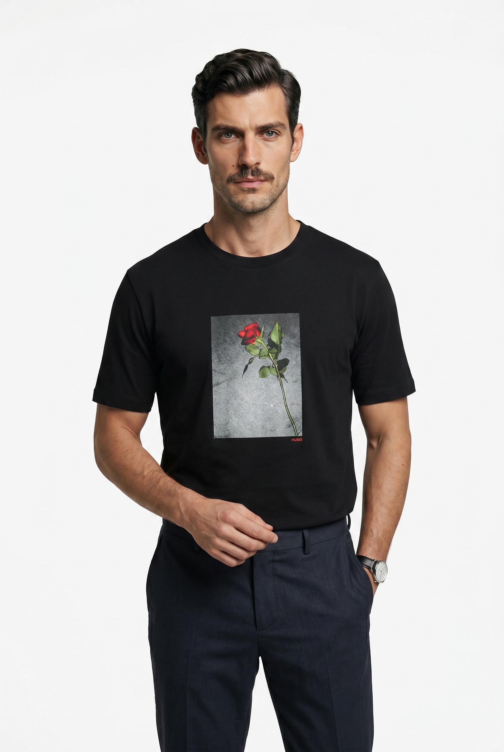 HUGO T-Shirt "Durose" Fotodruck, reine Baumwolle, Regular Fit