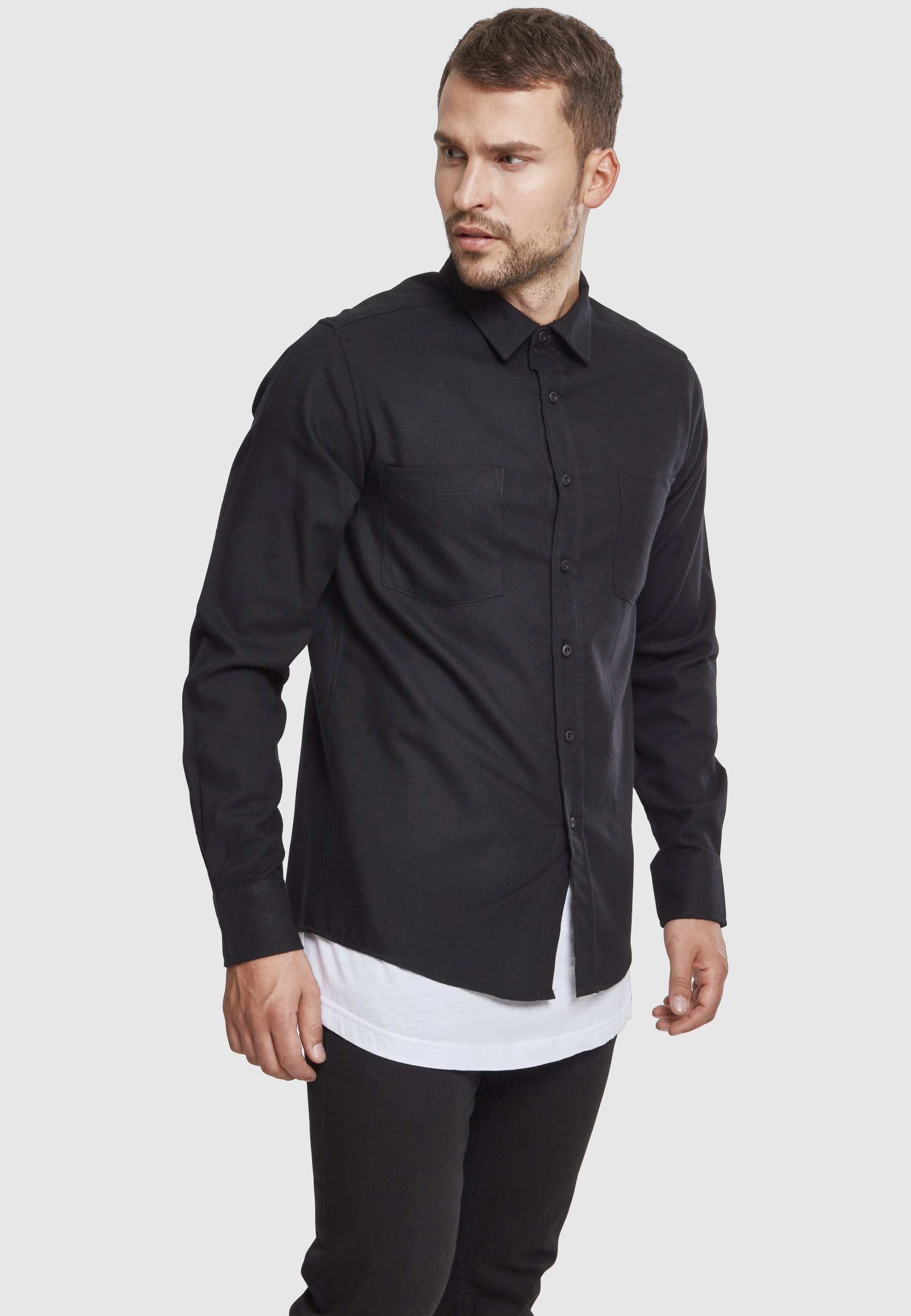 URBAN CLASSICS Kurzarmshirt »Urban Classics Herren Checked Flanell Shirt« 1 Stk.