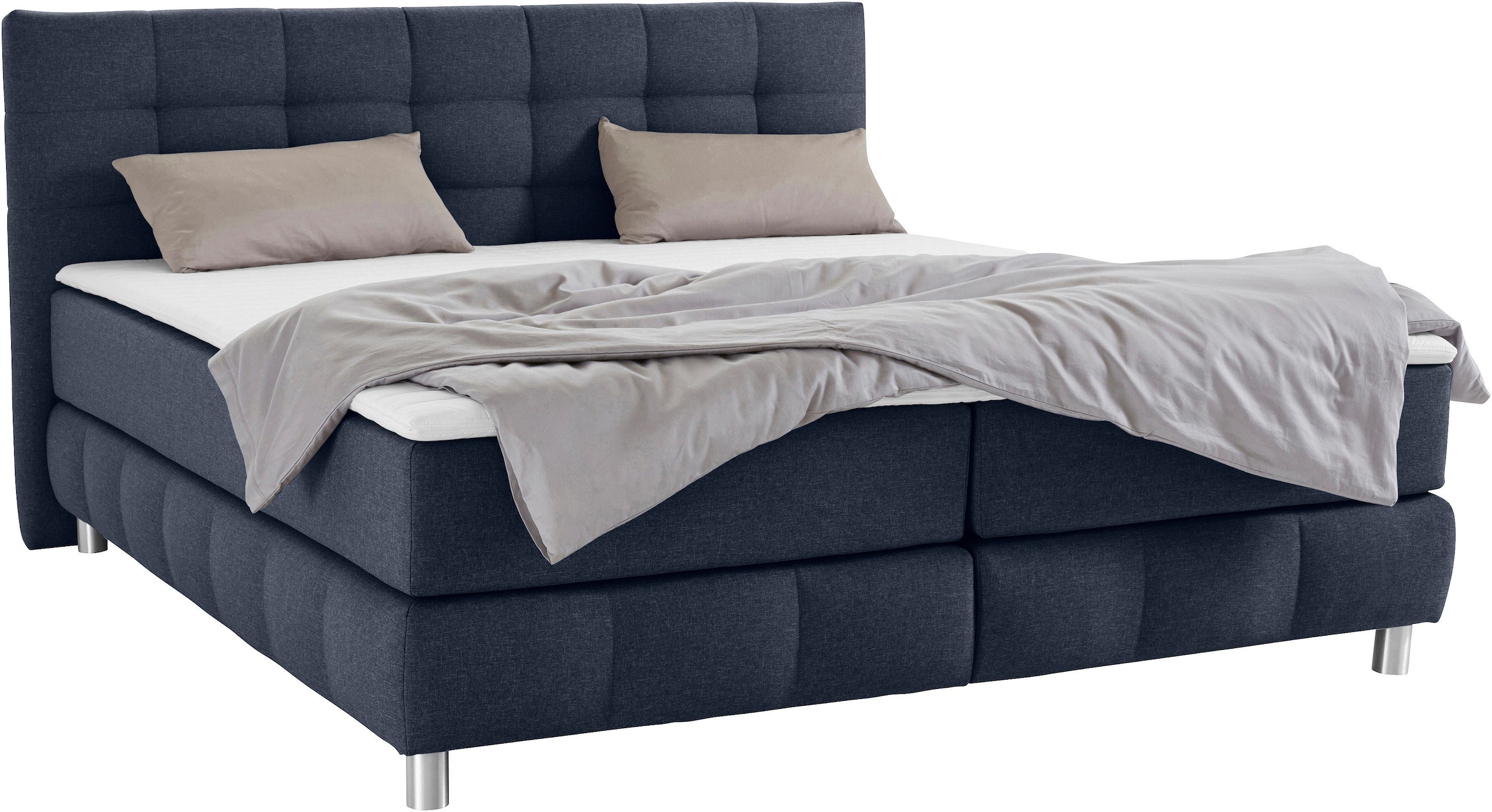 andas Boxspringbett »Salo XXL«, in Samtoptik oder Struktur, 6 Breiten in Überlänge 220cm, 4 Härtegrade