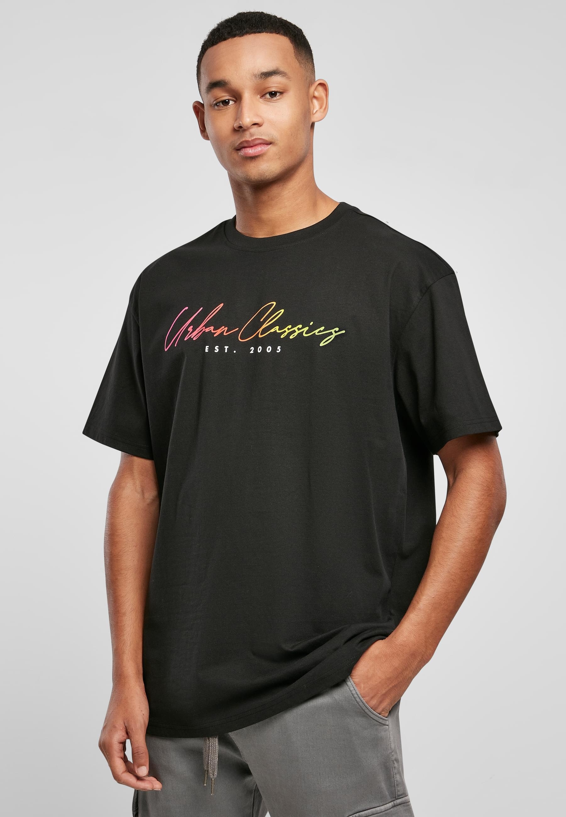 URBAN CLASSICS T-Shirt »Urban Classics Herren Script Logo Tee«, (1 tlg.)