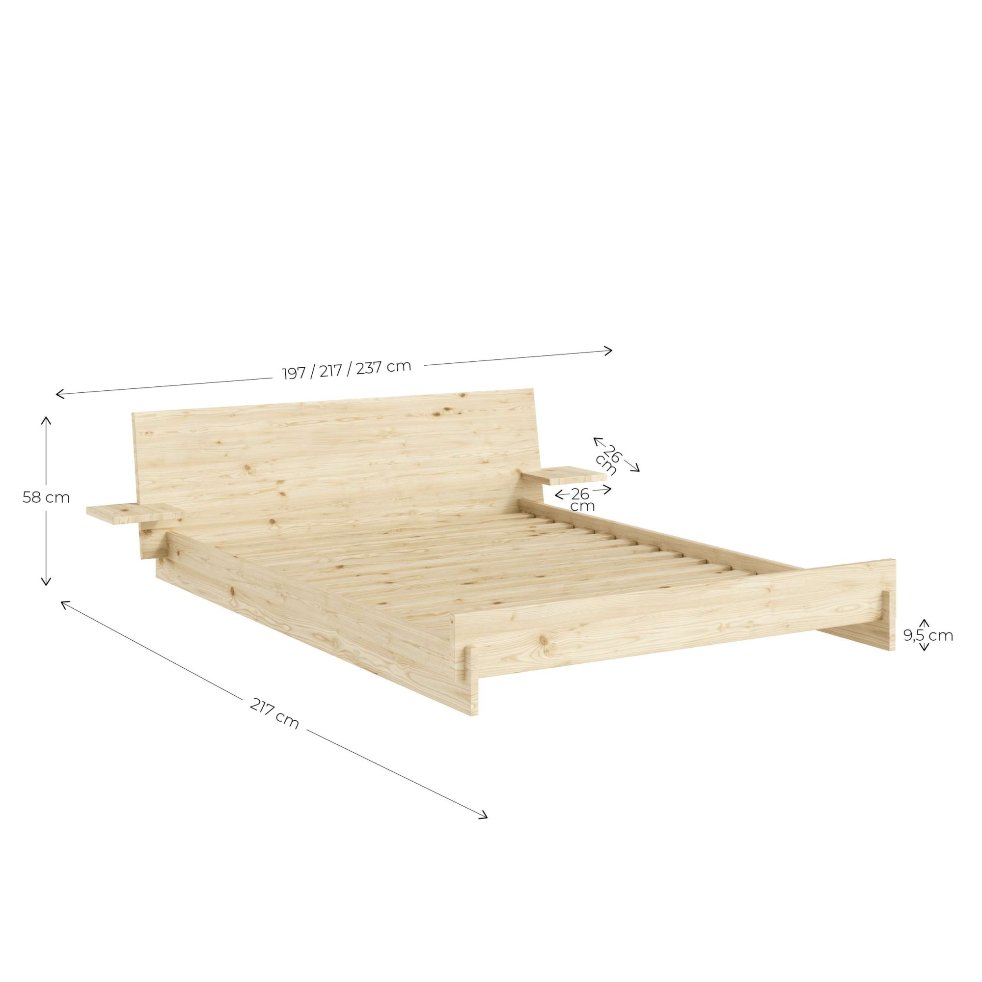 Karup Design Bettgestell »Latch Bed mit Kopfteil, FSC®-zertifiziertes Massivholz, Made in Europe« mit 2 Ablagen, inklusive Lattenrost, ohne Matratze, massive Qualität