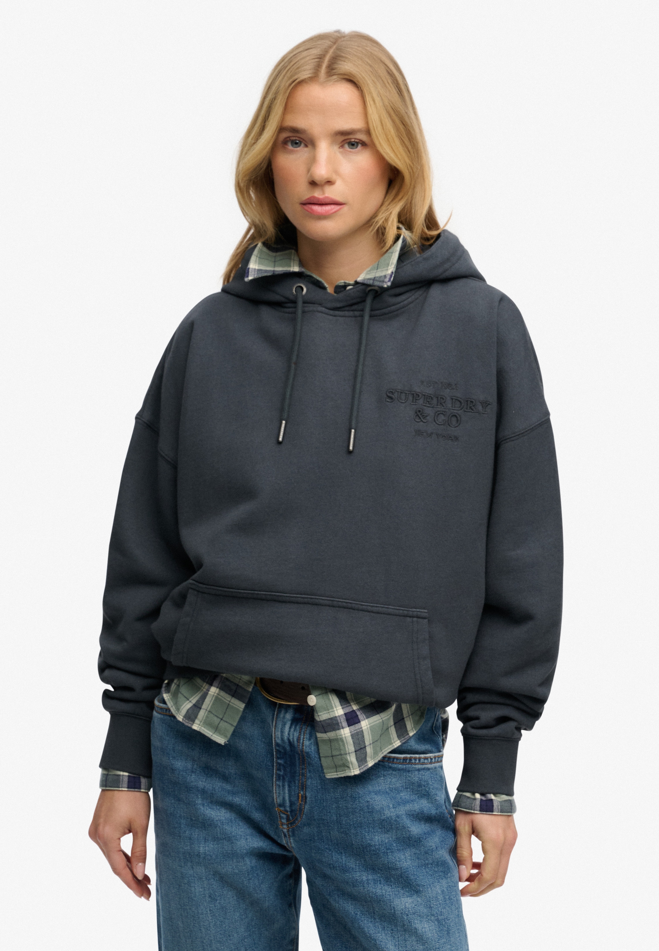 Superdry Kapuzensweatshirt "Luxe Casual Emb Relaxed Hood", Baumwolle, overs günstig online kaufen