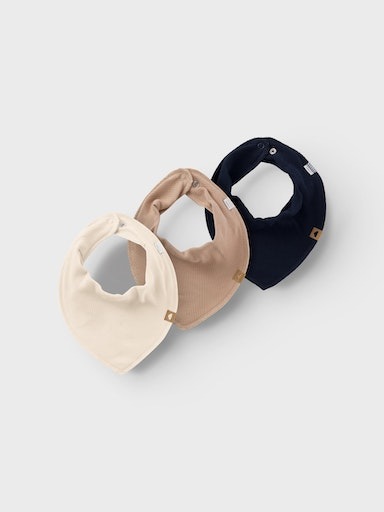 NAME IT Baby Dreieckstuch "NBNYVETTI 3P SCARF BIB NOOS", blau, unifarben, Fleece, Baumwollmischung, Modetücher, mit Druckknopf zum Verschließen