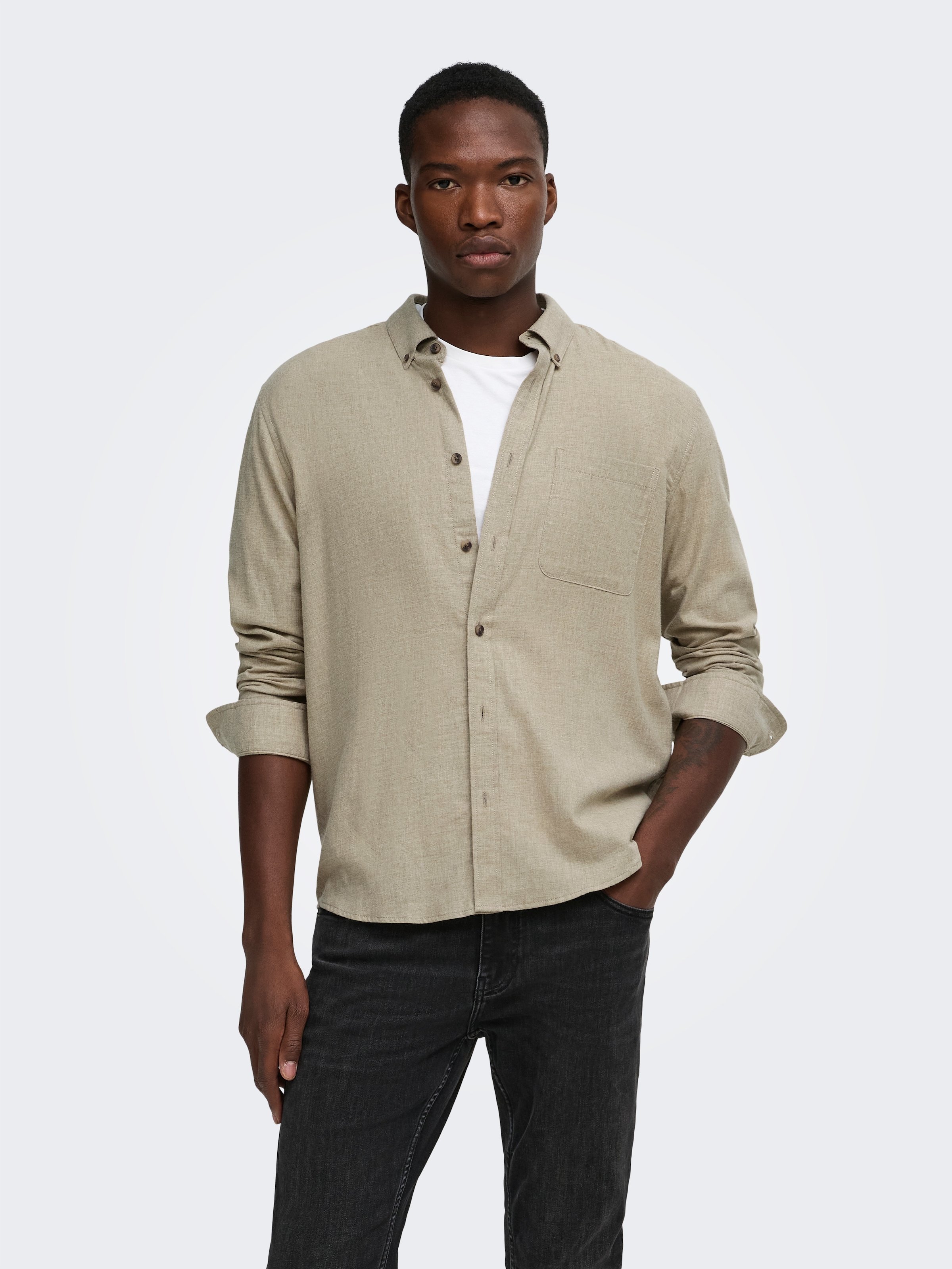 ONLY & SONS Langarmhemd »ONSJUPITER REG FIT LS SHIRT NOOS« mit Button Down Kragen