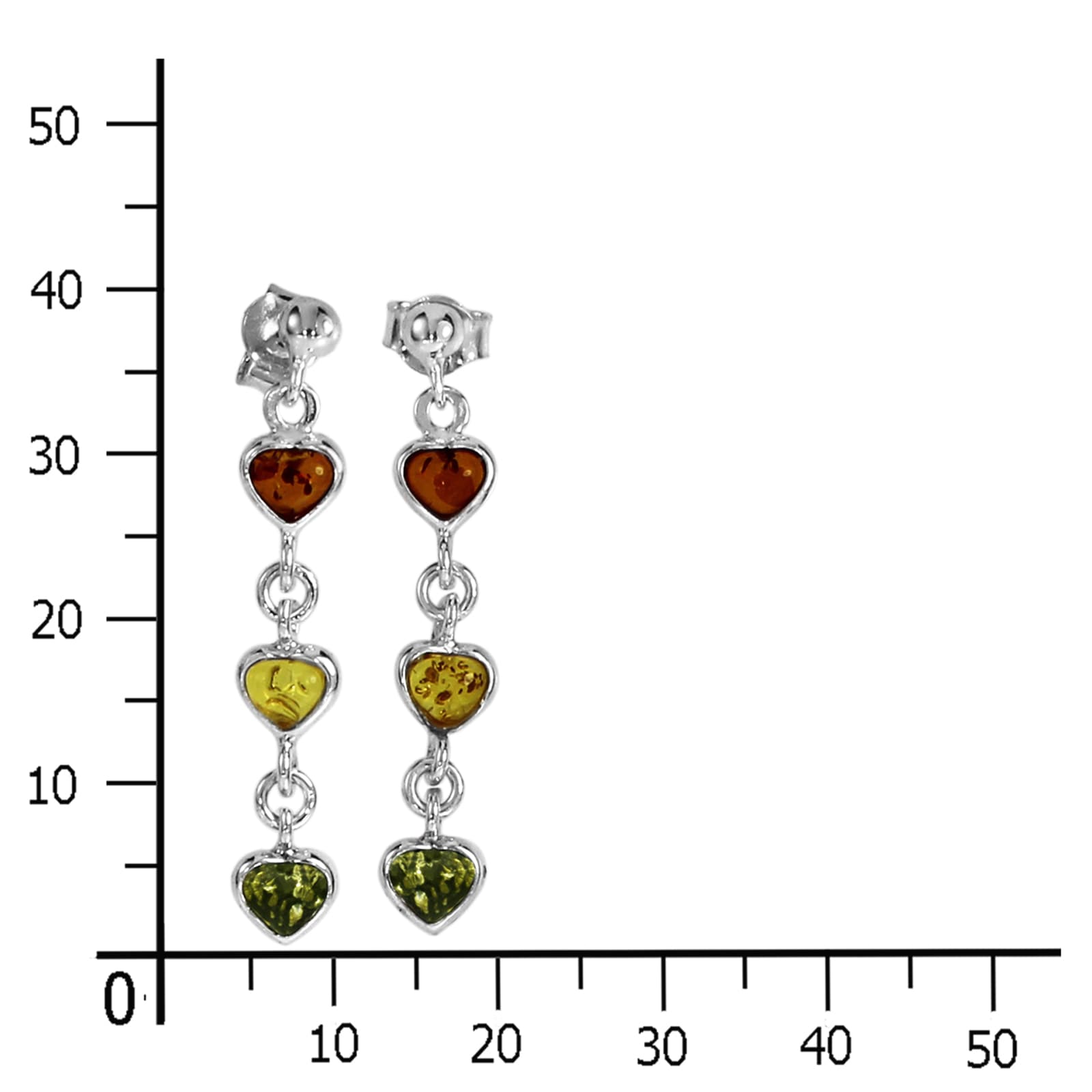 OSTSEE-SCHMUCK Paar Ohrstecker »- Herz - Silber 925/000 - Bernstein«