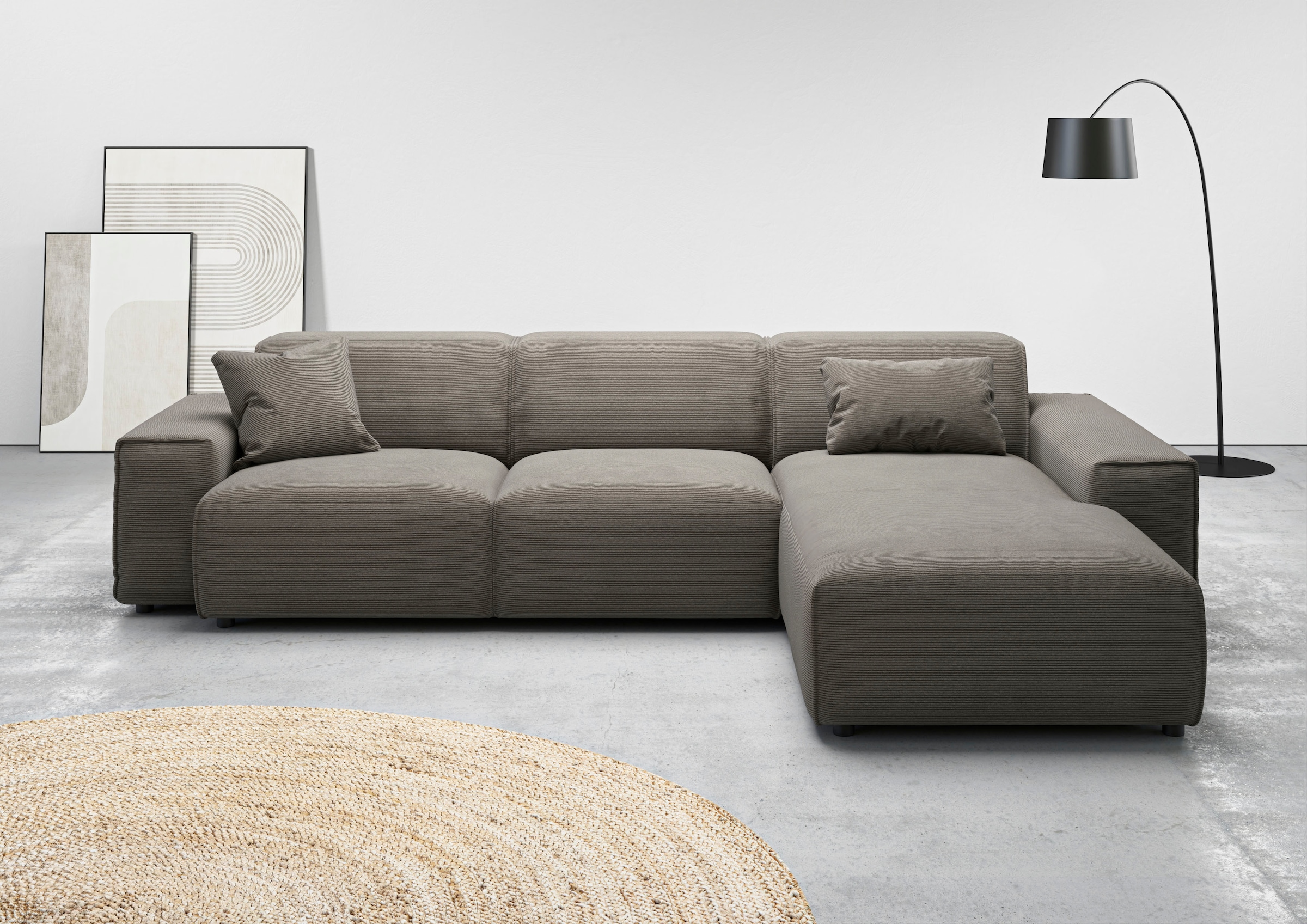 Home affaire Ecksofa "Glimminge auch in Breitcord, Feincord, Bouclé + Easy care-Bezug" L-Form, Breite 294, Zierkissen