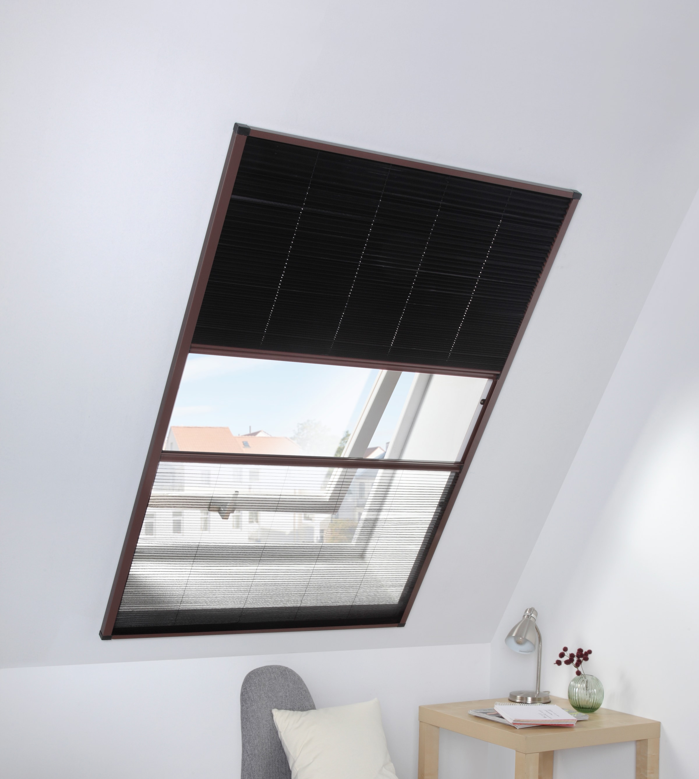 hecht international Insektenschutzrollo »für Dachfenster«, transparent, mit Plissee, BxH: 110x160 cm