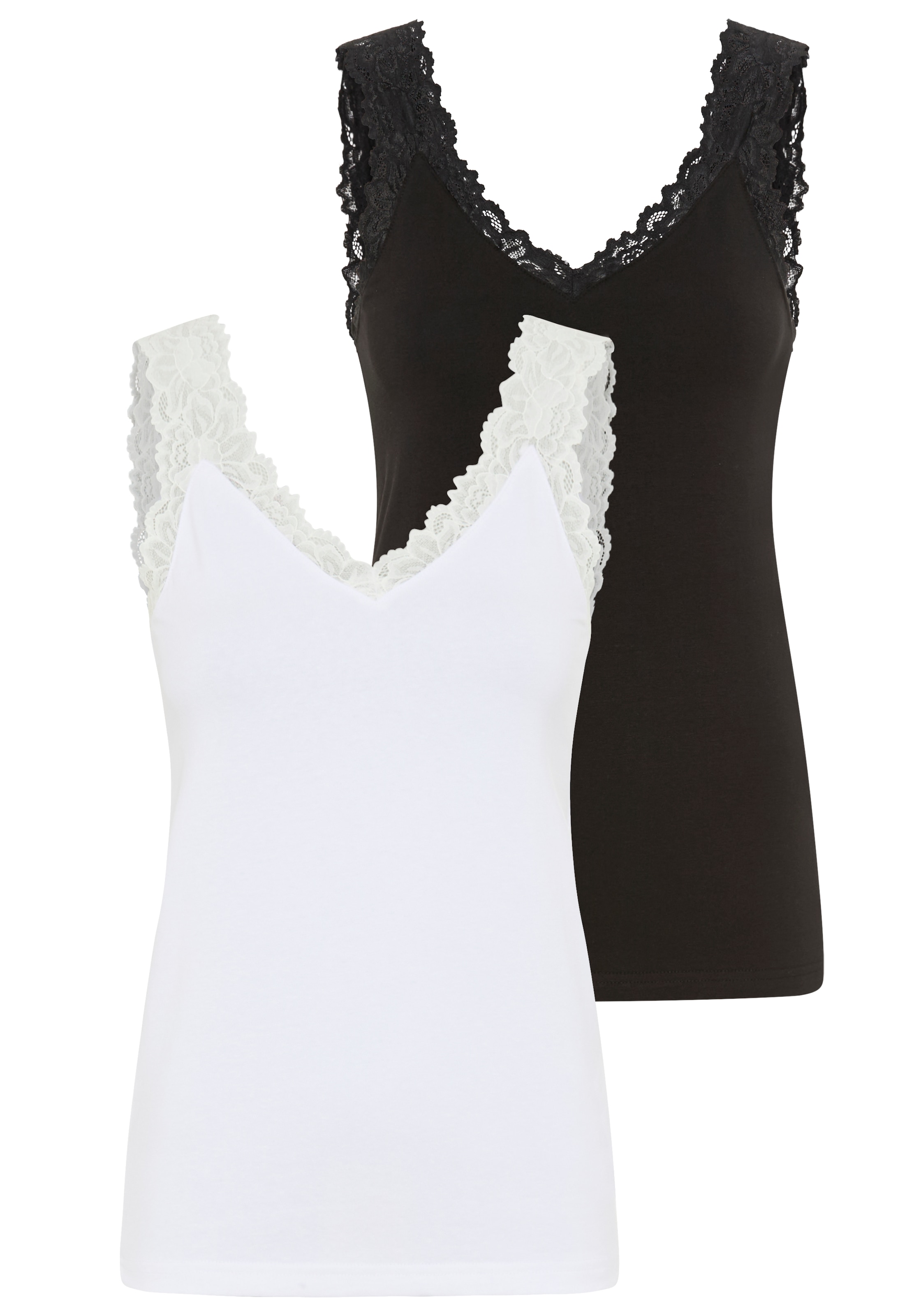 Tamaris Spitzentop mit femininen V-Ausschnitt, figurbetont günstig online kaufen