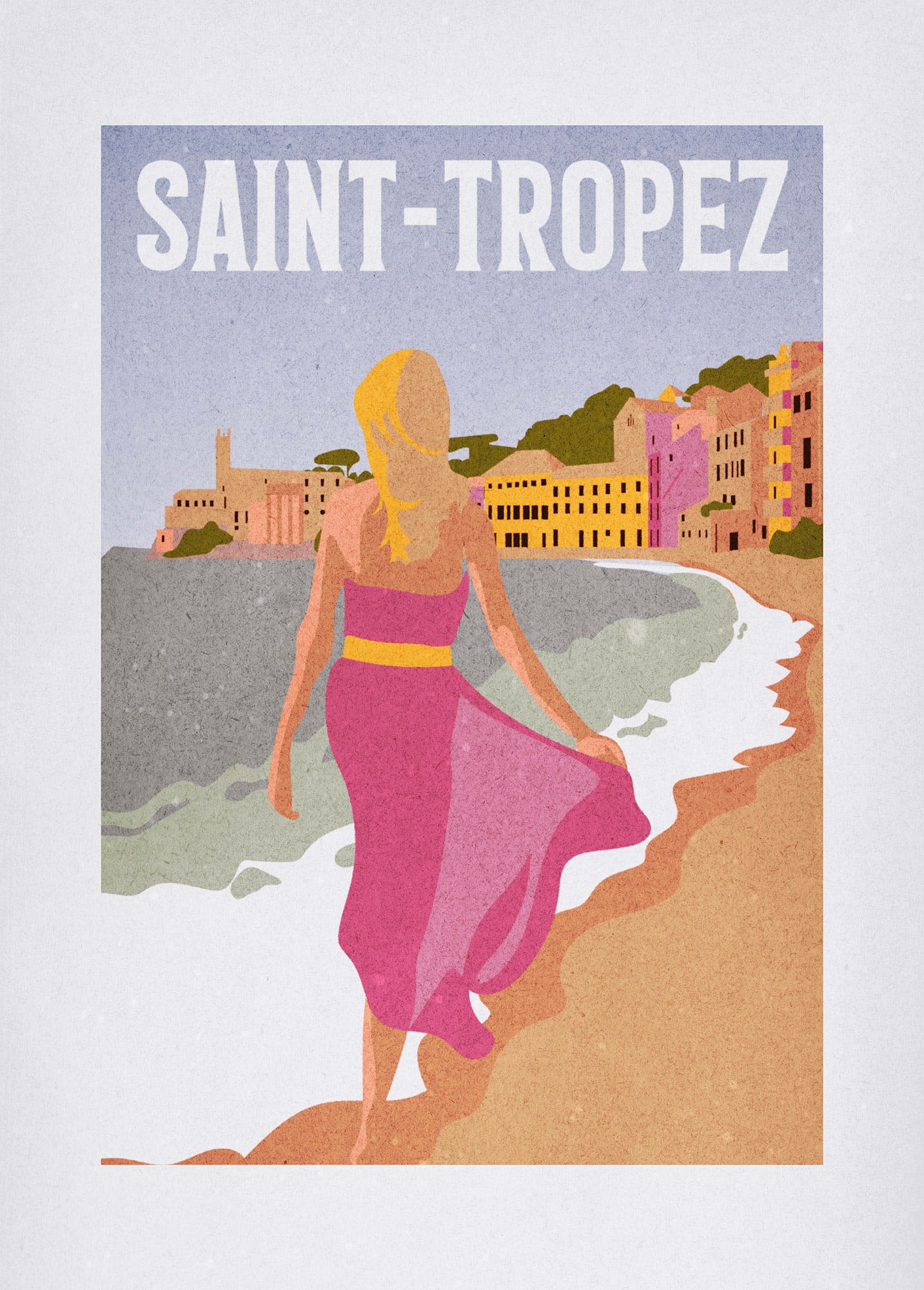 Komar Bild "Vintage Travel Saint-Tropez" Natur 1 Stk. tlg. Wandbild zur Dek günstig online kaufen