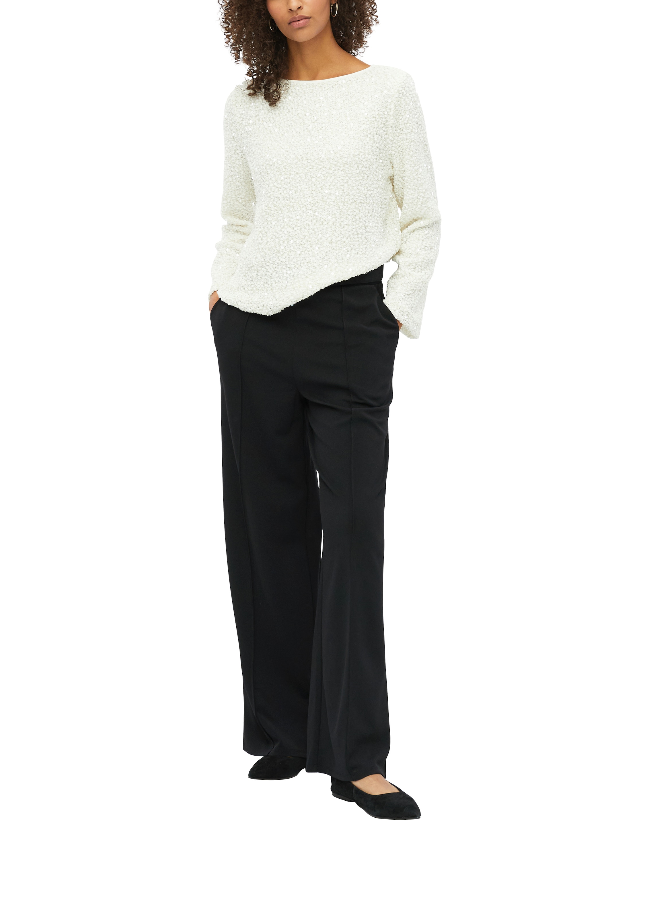 s.Oliver BLACK LABEL Rundhalspullover Langarmpullover mit Pailetten