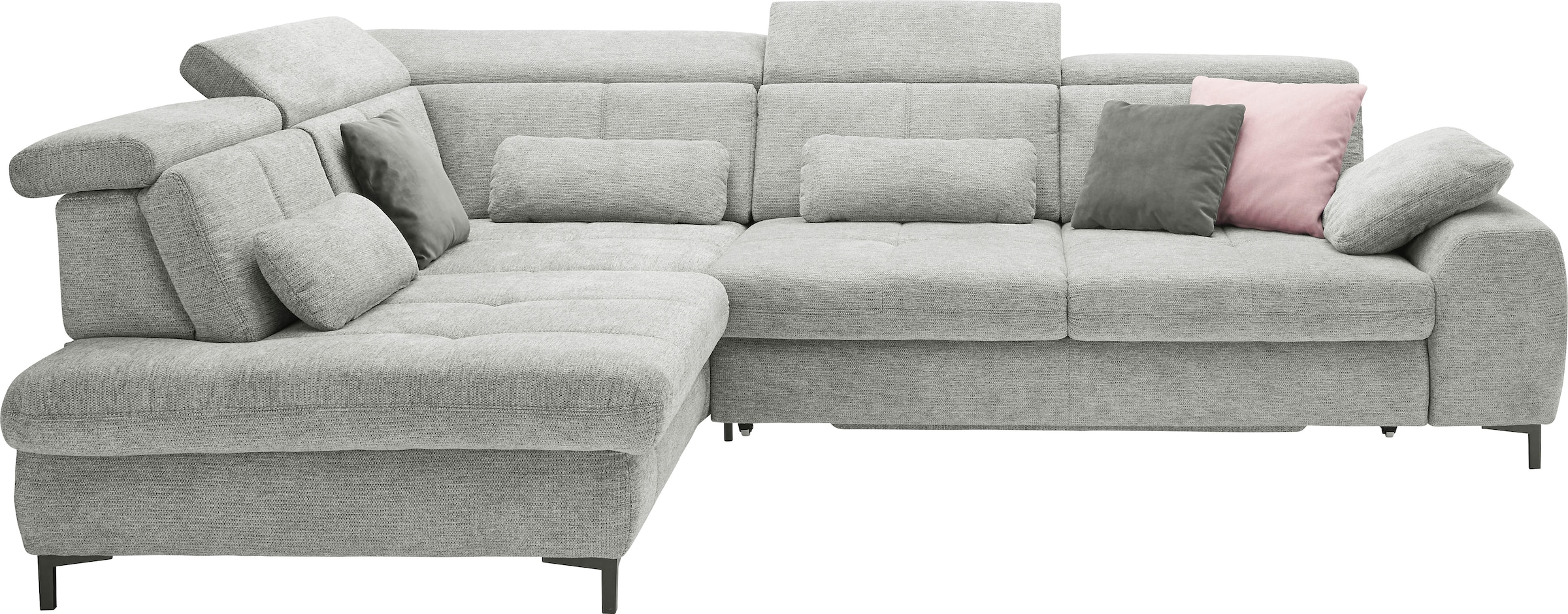 Ecksofa "SO 3400 Sitzhöhe 47cm oder 49cm, Sitztiefe verstellbar, B/T 317/220 cm", famosa alu, B:317cm H:84cm T:220cm, 100% Polyester, SET ONE BY MUSTERRING, Sofas, Ecksofa, Kaltschaumpolsterung, Flachgewebe, whlw. mit Funktionen, Sitzhöhe 47 7