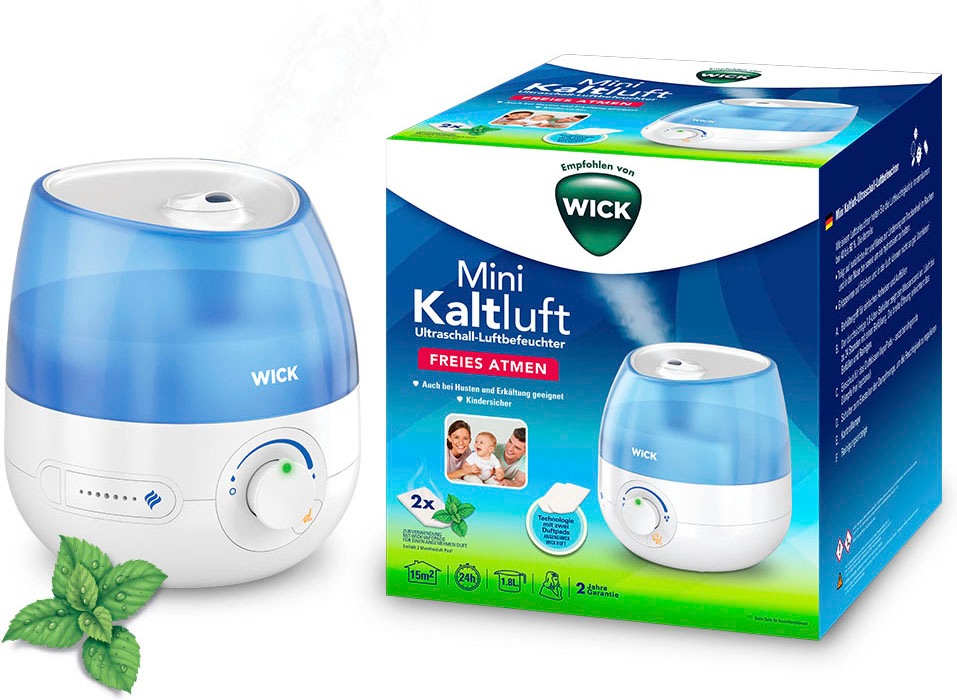 WICK Luftbefeuchter "Mini Kaltluft Ultraschall-Luftbefeuchter - WUL525", 1,8 l Wassertank, mit neuer Reinigungsfunktion
