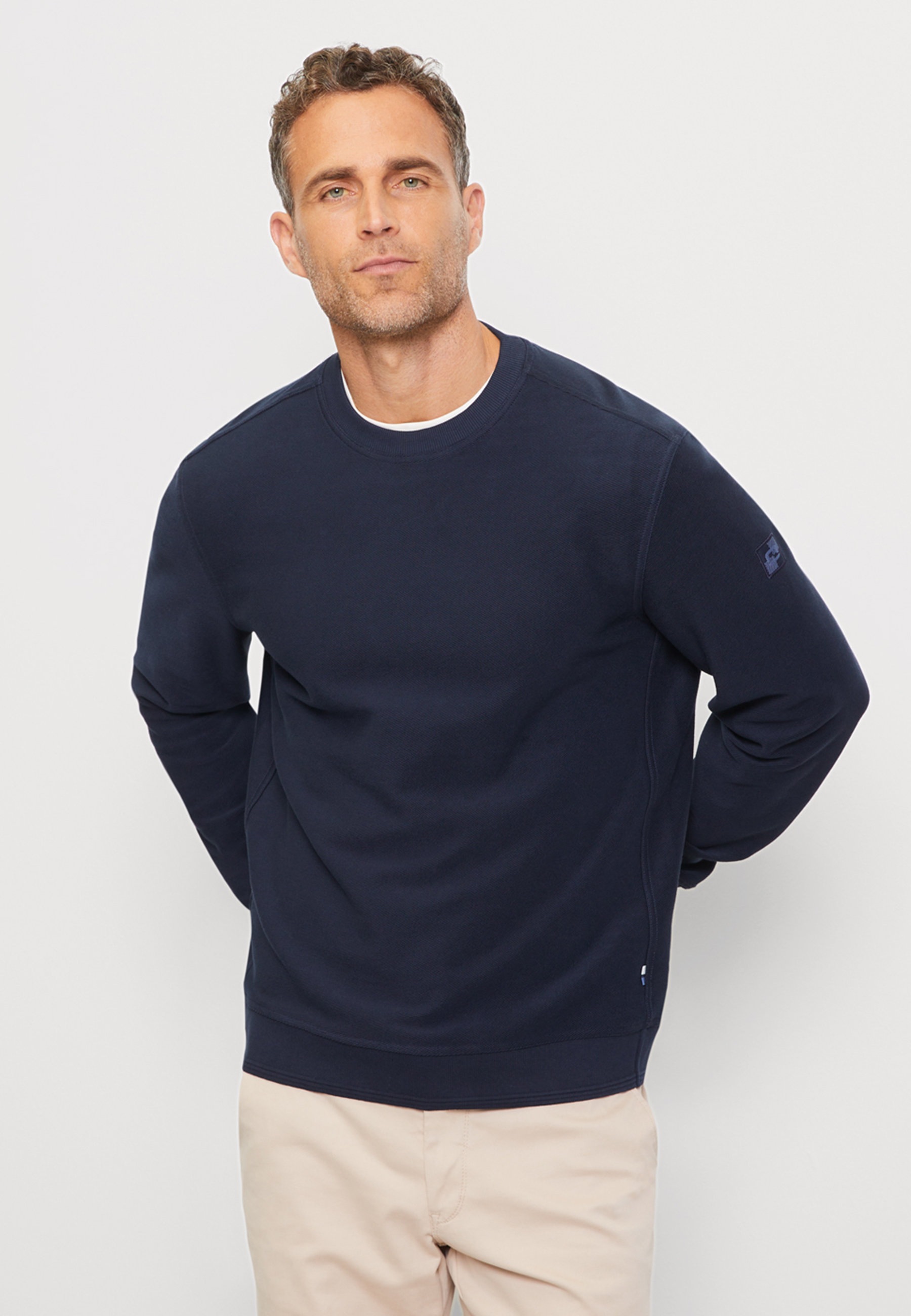 Sweatshirt OLYMP "OLYMP Casual Wirk", Herren, Gr. M, marine, 100% Baumwolle, Sweatshirts Sweatshirt