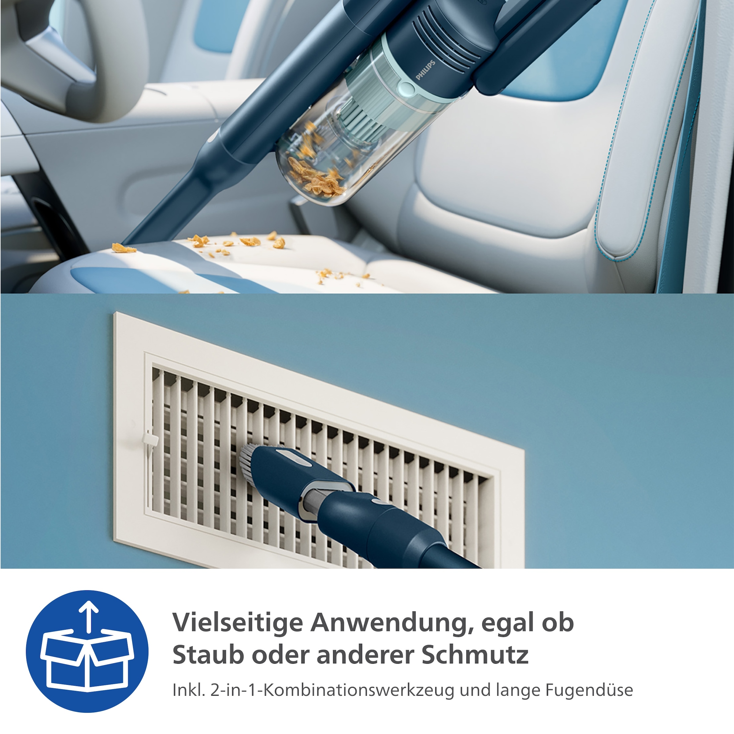 Philips Akku-Hand-und Stielstaubsauger »XC5242/10 5000 Series „Teppichwunder“ mit Flexrohr«, mit bis zu 60 Minuten Laufzeit und TriActive Multi-LED-Düse