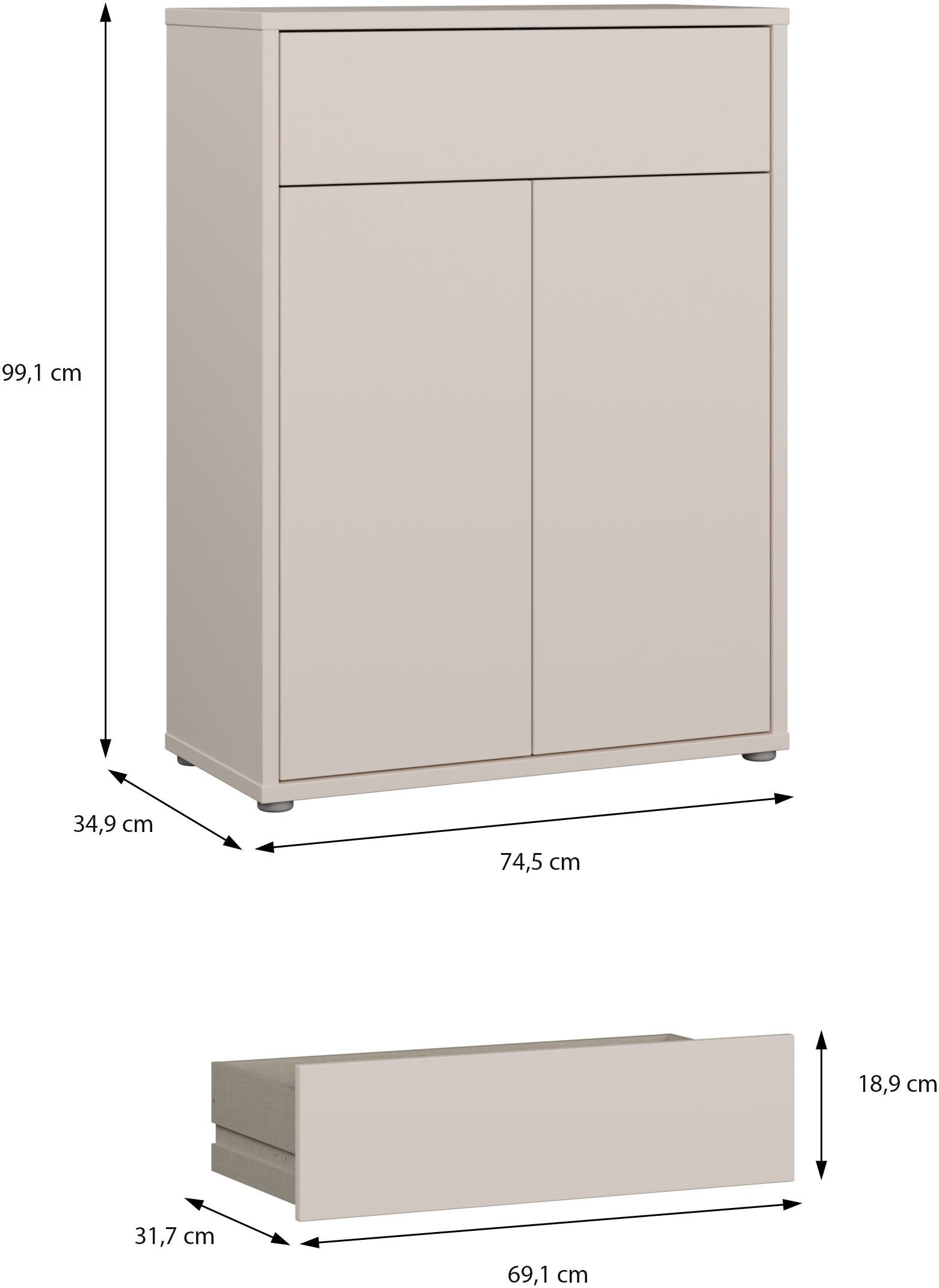 FORTE Schuhschrank B/H/T 74,5/99,1/34,9 cm Push to open, 12 Paar Schuhe