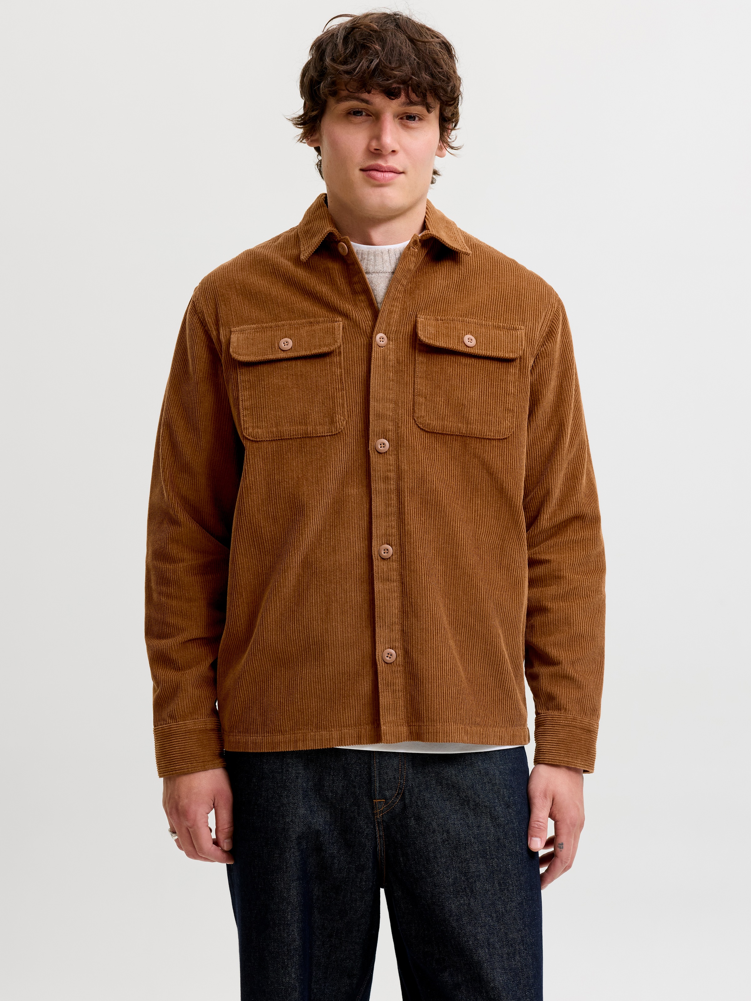 Jack & Jones Langarmhemd "JJEREGENT CORD OVERSHIRT LS SN" Baumwolle, locker geschnitten