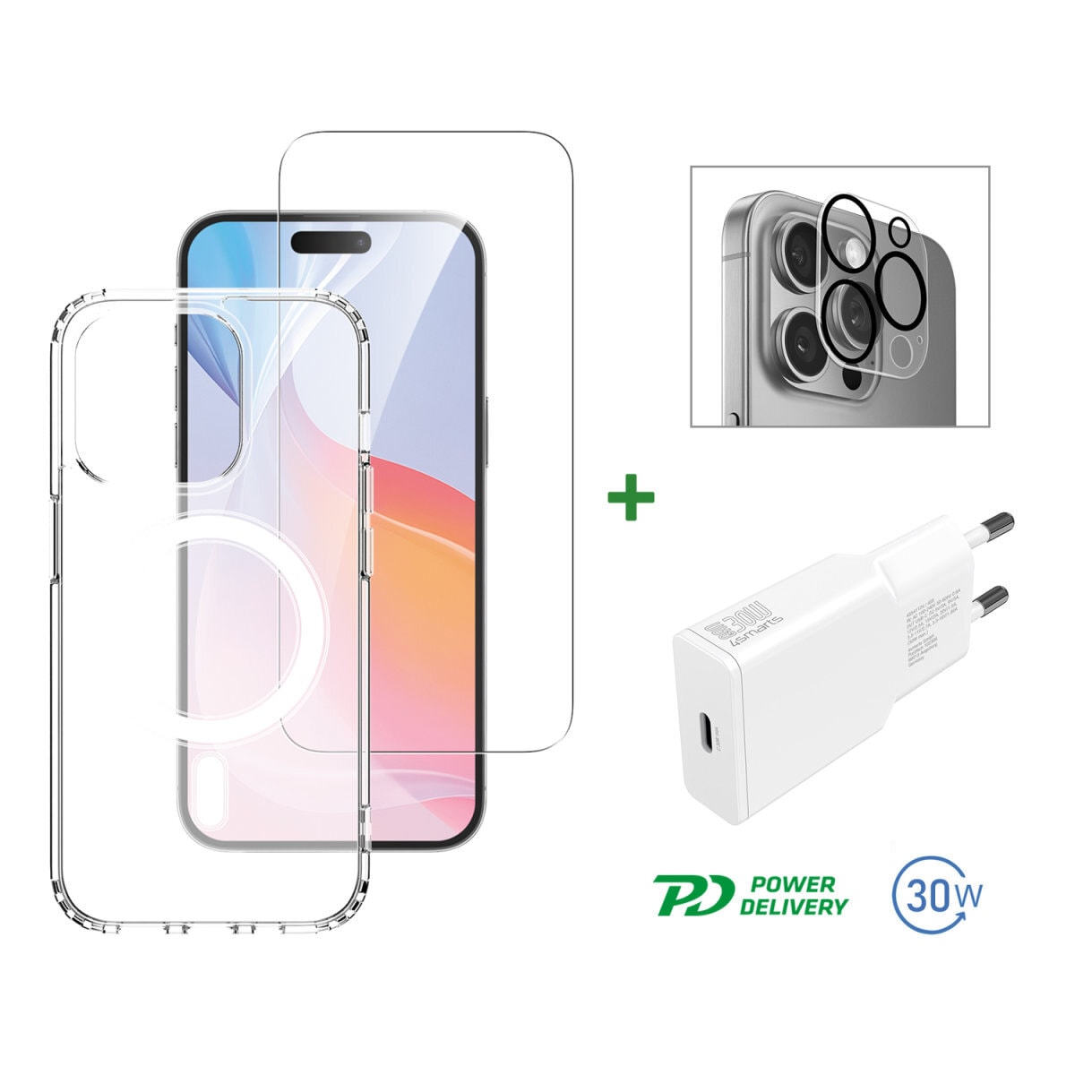 4smarts Handyhülle »3in1 Premium Starter Set für Apple iPhone 16 Pro Max«, Backcover, Schutzhülle, Handyschutzhülle, Case, Schutzcase, stoßfest