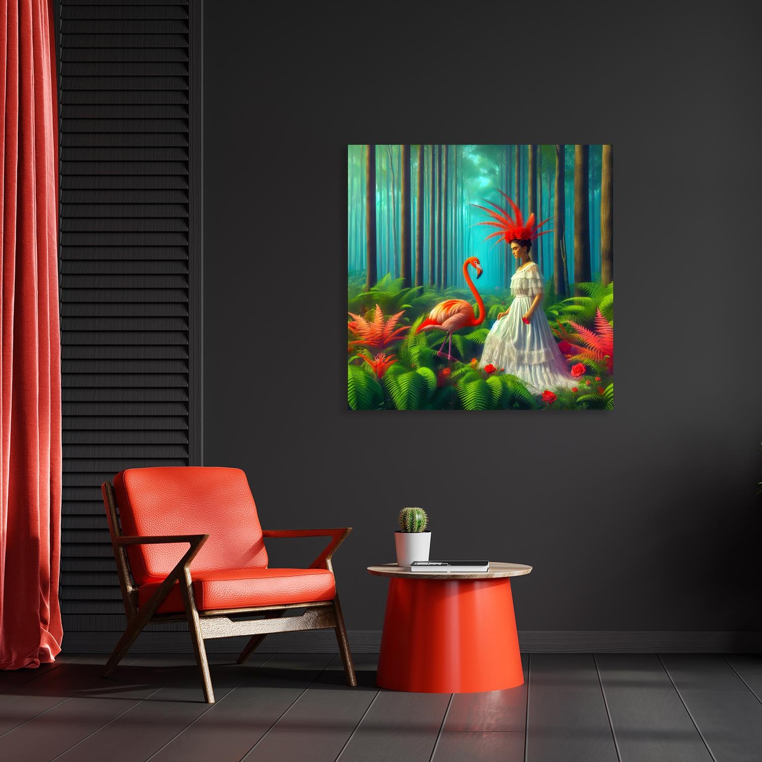 queence Acrylglasbild "Women Art", Vögel-Fantasy-Frau-Flamingos-Blumen-Blum günstig online kaufen