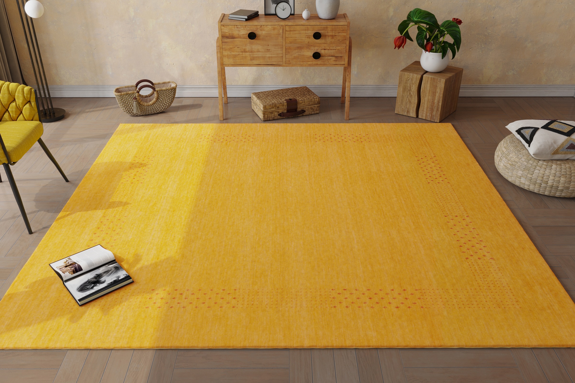 morgenland Wollteppich »Nova - Gabbeh Teppich - Loribaft Perser«, quadratisch, 1,5 mm Höhe, Flachgewebe