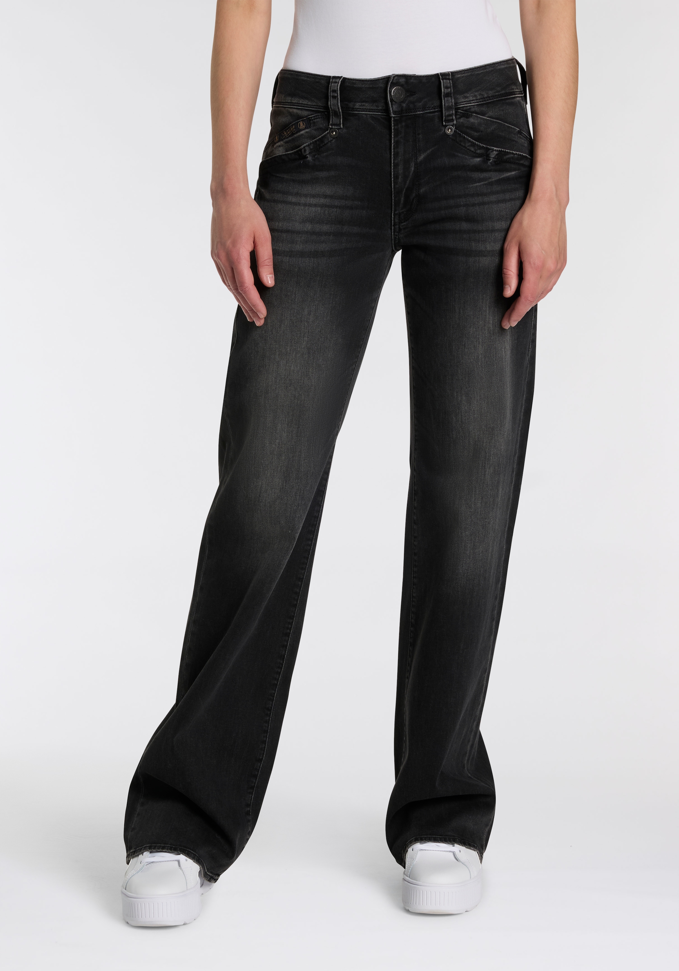 Herrlicher Straight-Jeans "Prime New Denim Black Light" mit hohem Bund günstig online kaufen