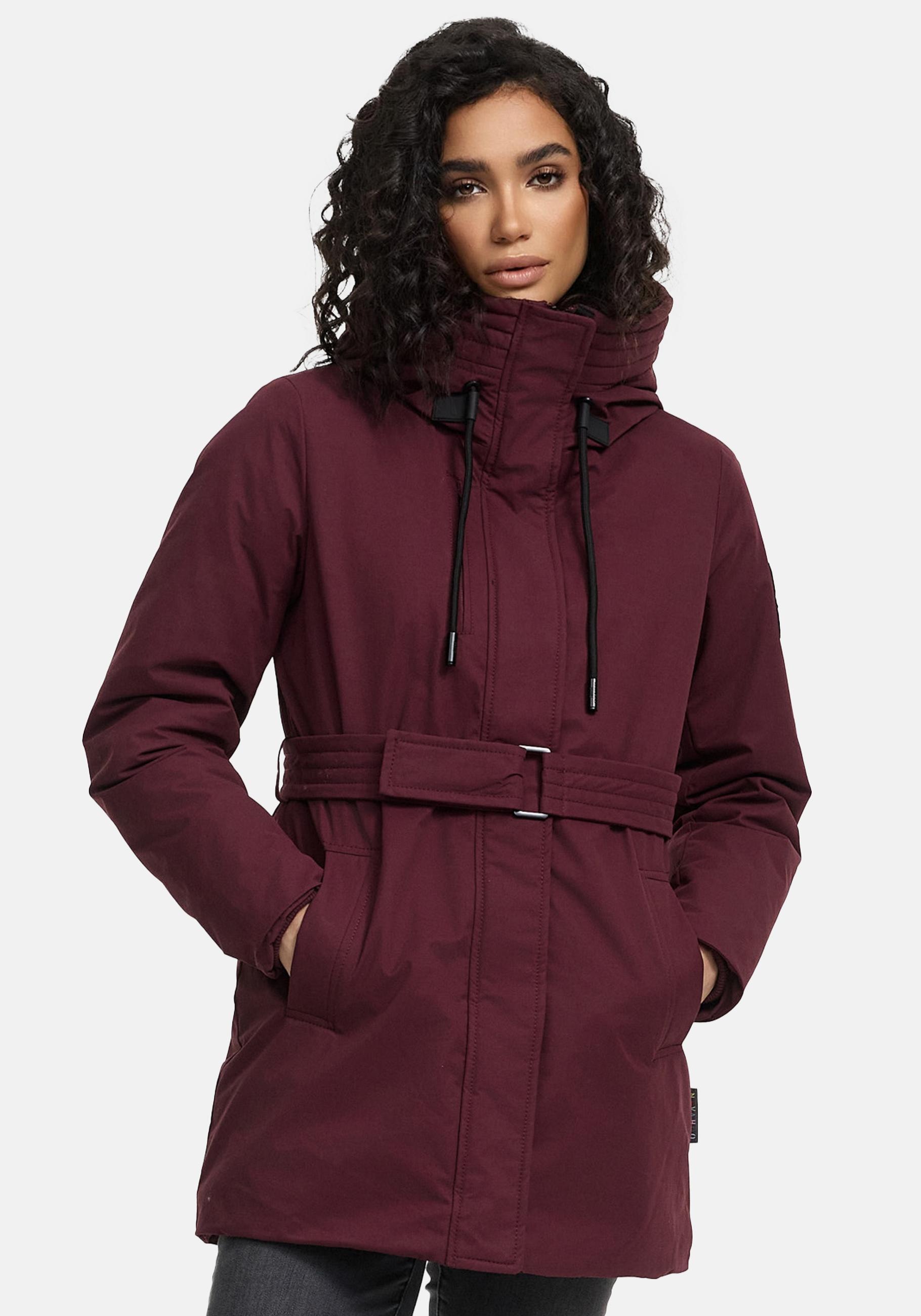 Navahoo Winterjacke »Eishauch 14«, mit Kapuze, Damen Winterparka mit Taillengürtel und Fleece-Kragen