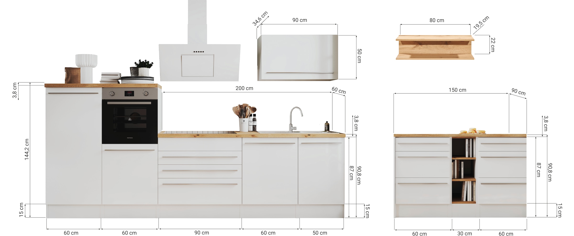 RESPEKTA Küchenzeile »Gabriel«, Breite 320/150 cm mit Soft-Close