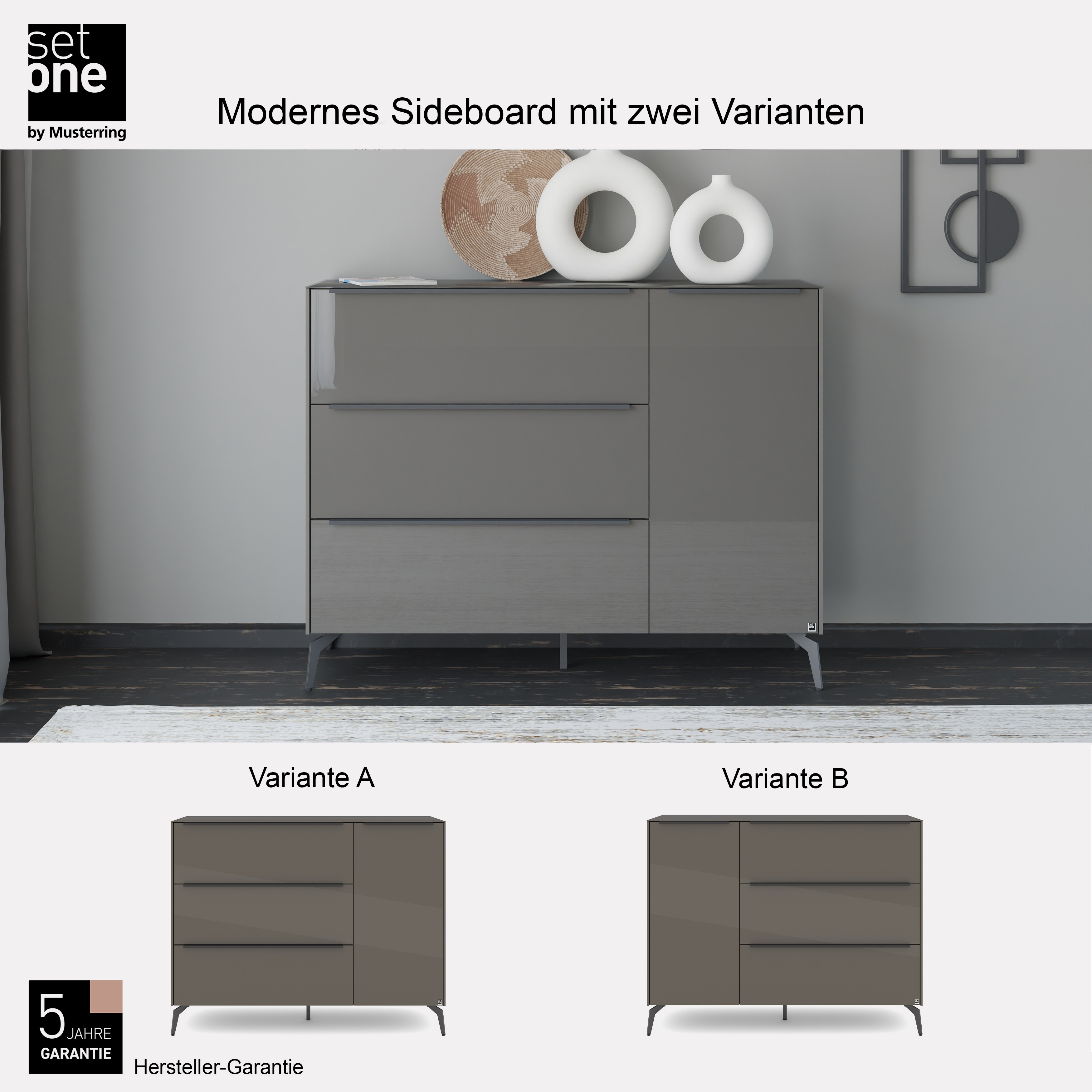 Thumbnail - set one by Musterring Sideboard "Reno" 1 Stk. tlg. Mit Winkelfuß in diversen Farben, 109 cm Höhe & Farbauswahl